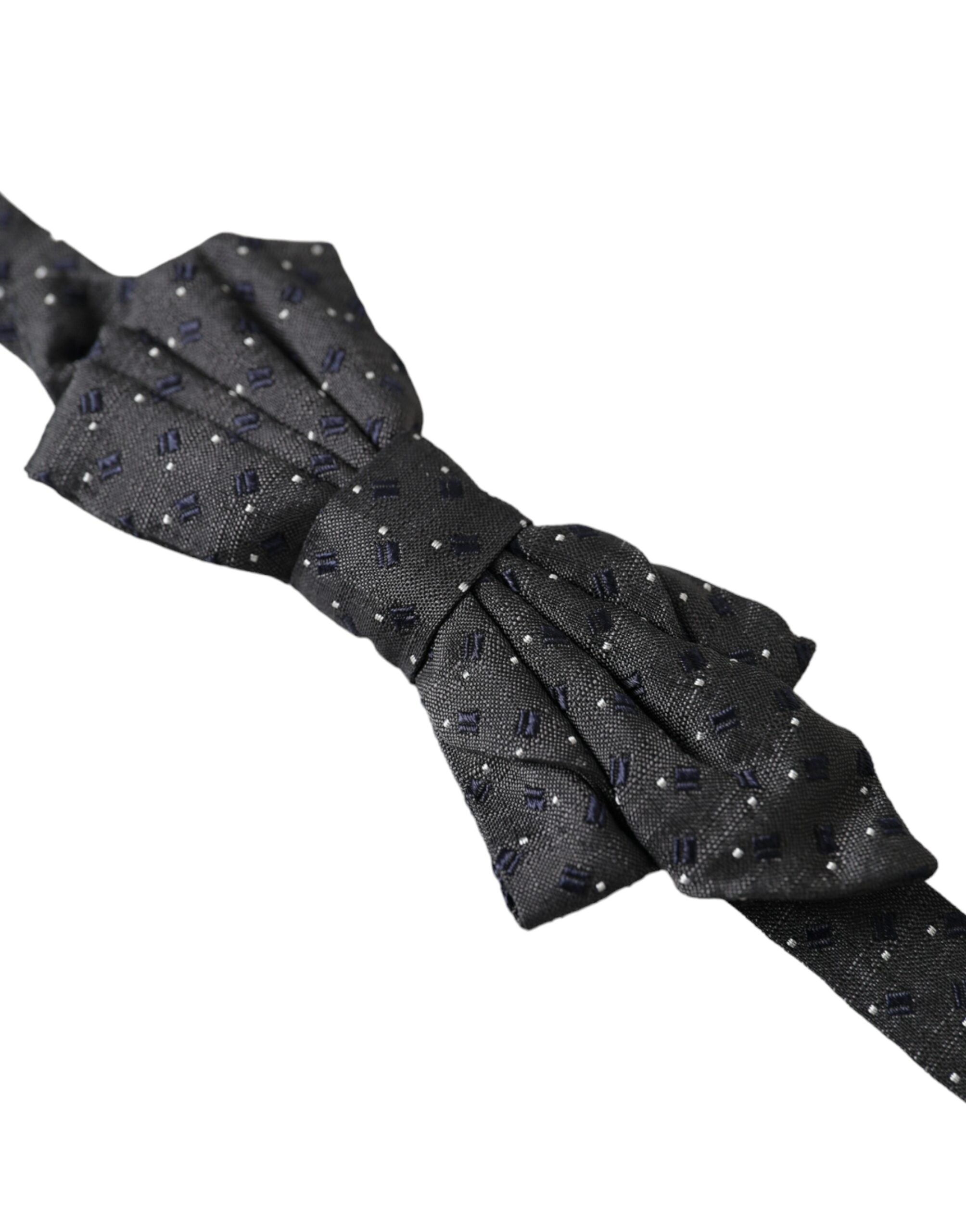 Dolce & Gabbana Black Silk Patterned Adjustable Neck Men Papillon Bow Men's Tie