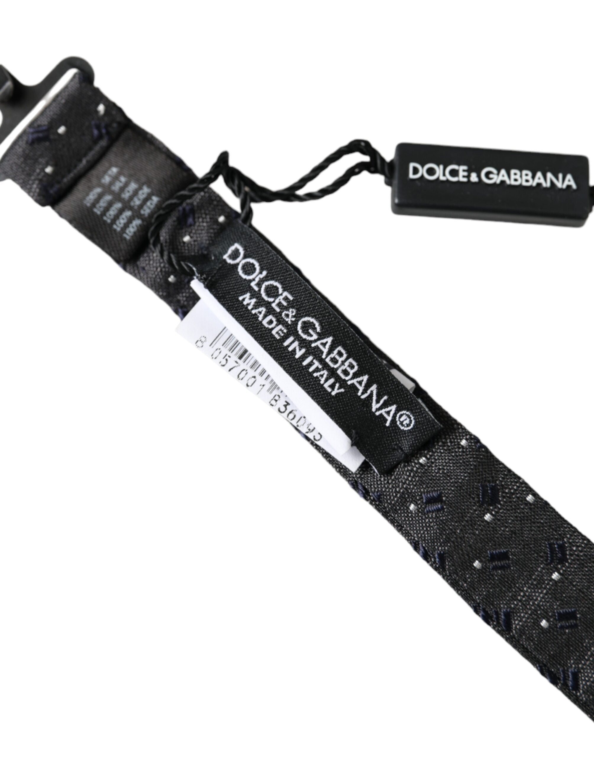 Dolce & Gabbana Black Silk Patterned Adjustable Neck Men Papillon Bow Men's Tie