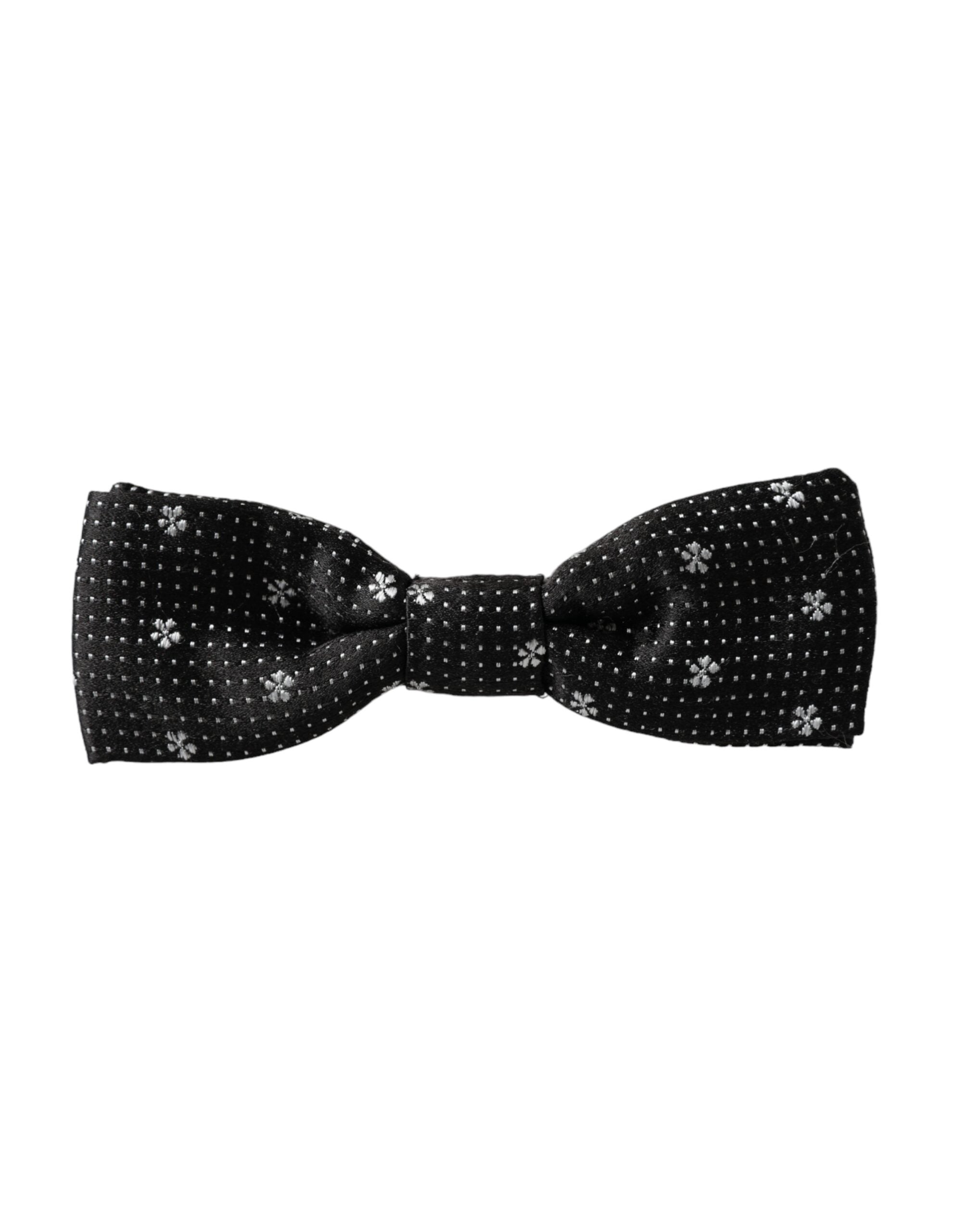 Dolce & Gabbana Dark Gray Silk Floral Adjustable Neck Men Papillon Bow Men's Tie