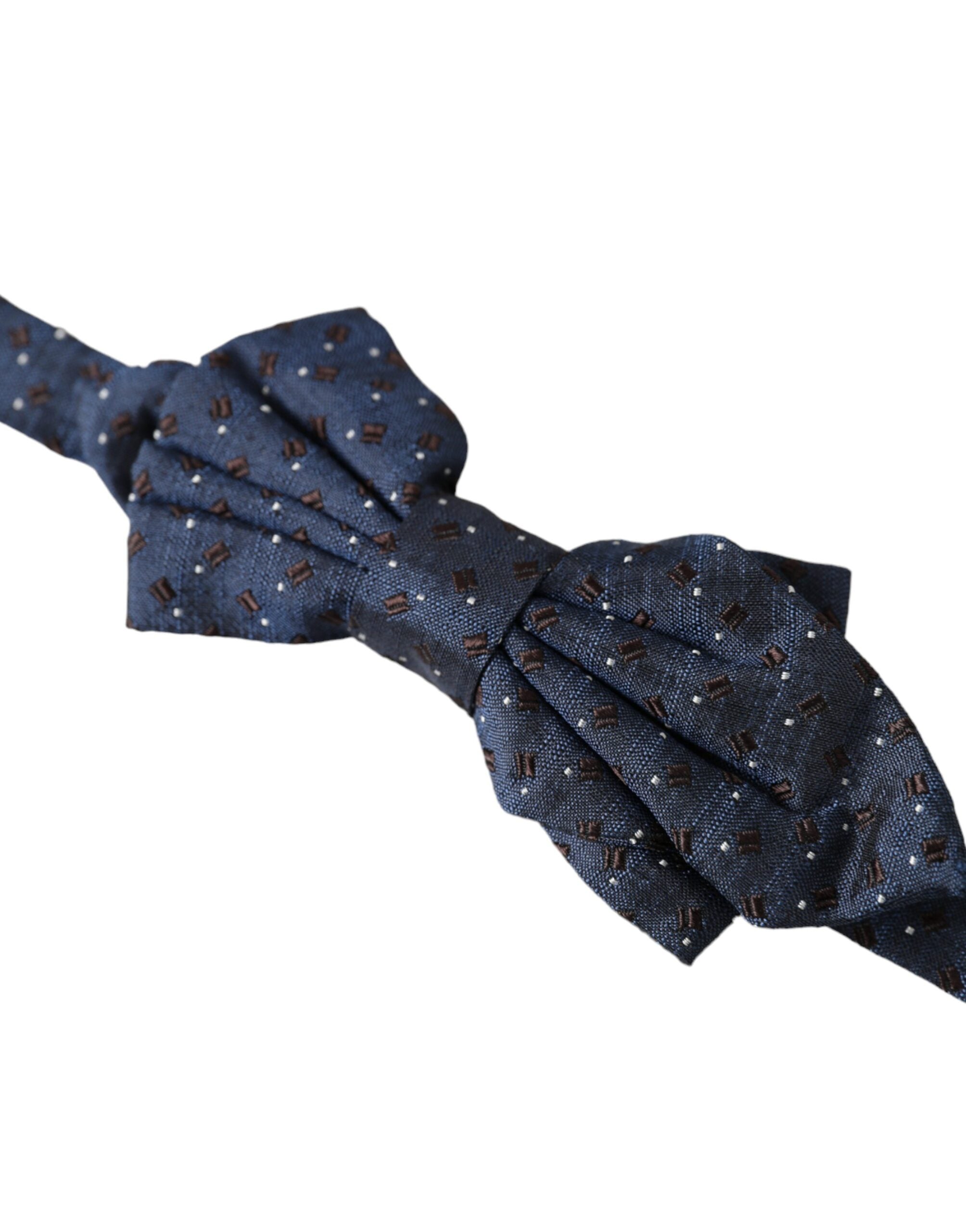 Dolce & Gabbana Navy Blue Silk Patterned Adjustable Men Papillon Bow Men's Tie