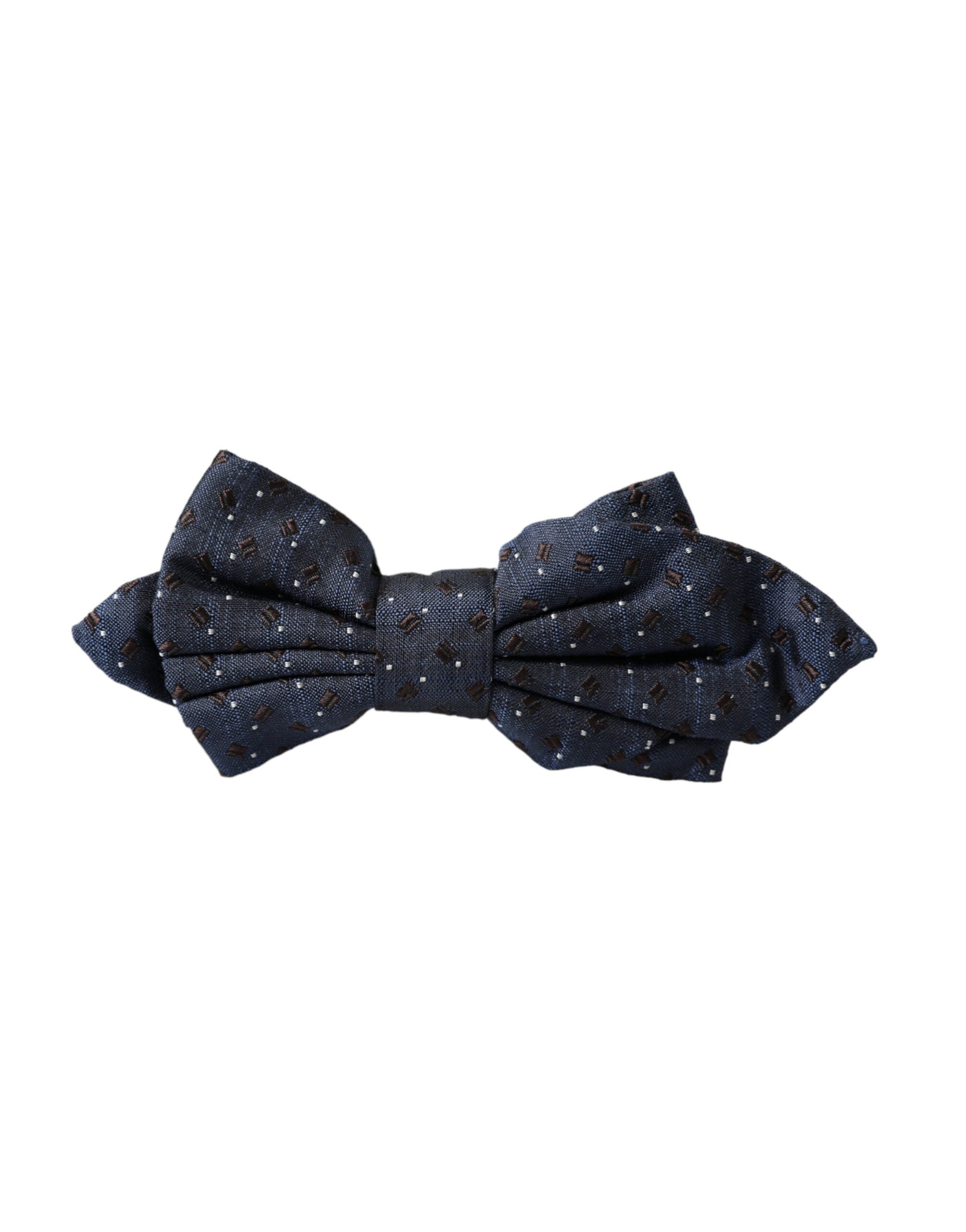 Dolce & Gabbana Navy Blue Silk Patterned Adjustable Men Papillon Bow Men's Tie