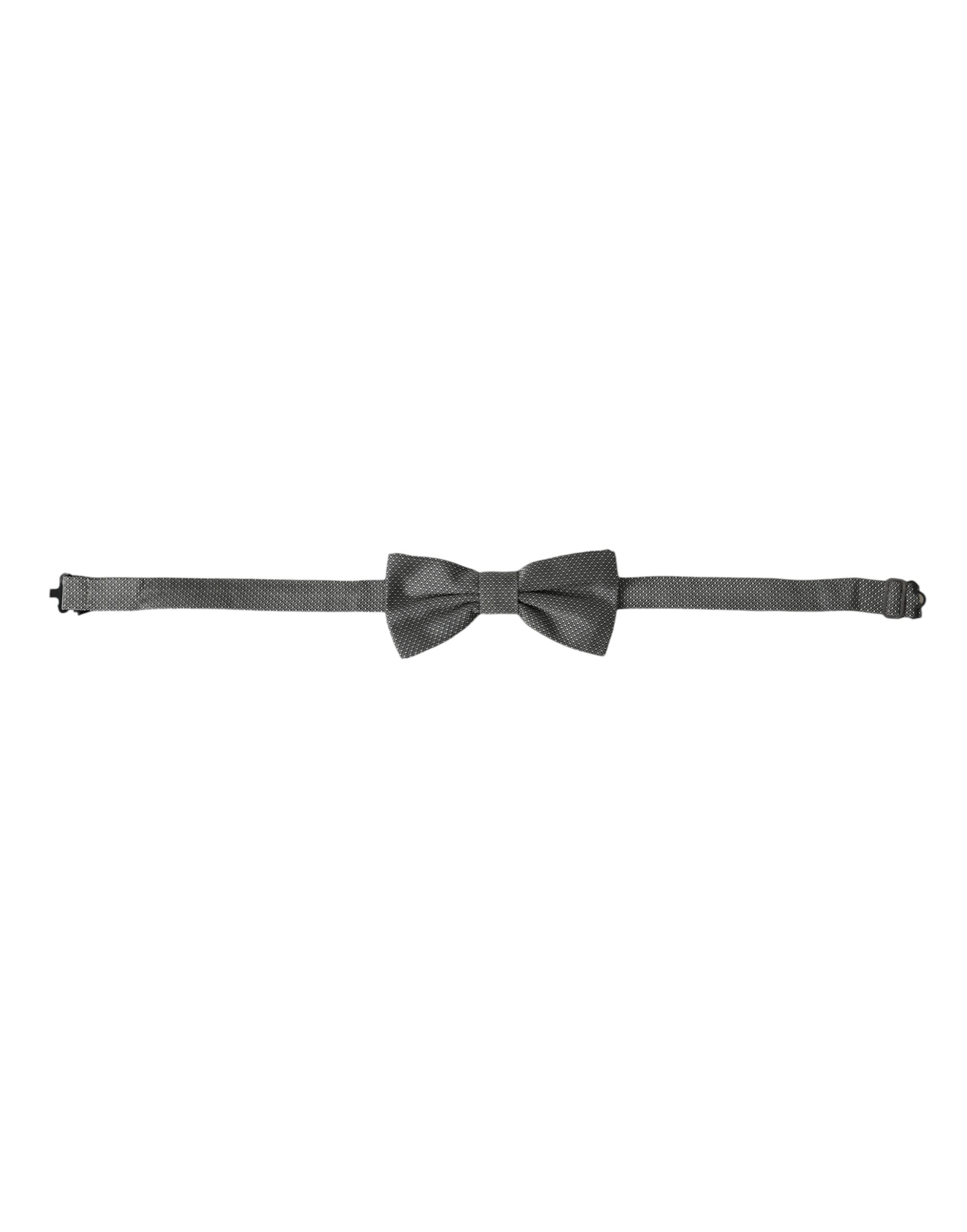 Dolce & Gabbana Gray Silk Patterned Adjustable Neck Men Bow Men's Tie