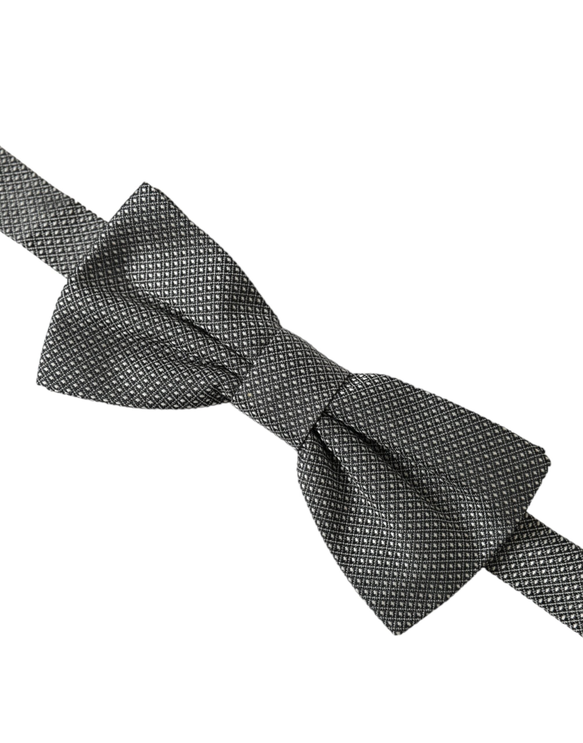 Dolce & Gabbana Gray Silk Patterned Adjustable Neck Men Bow Men's Tie