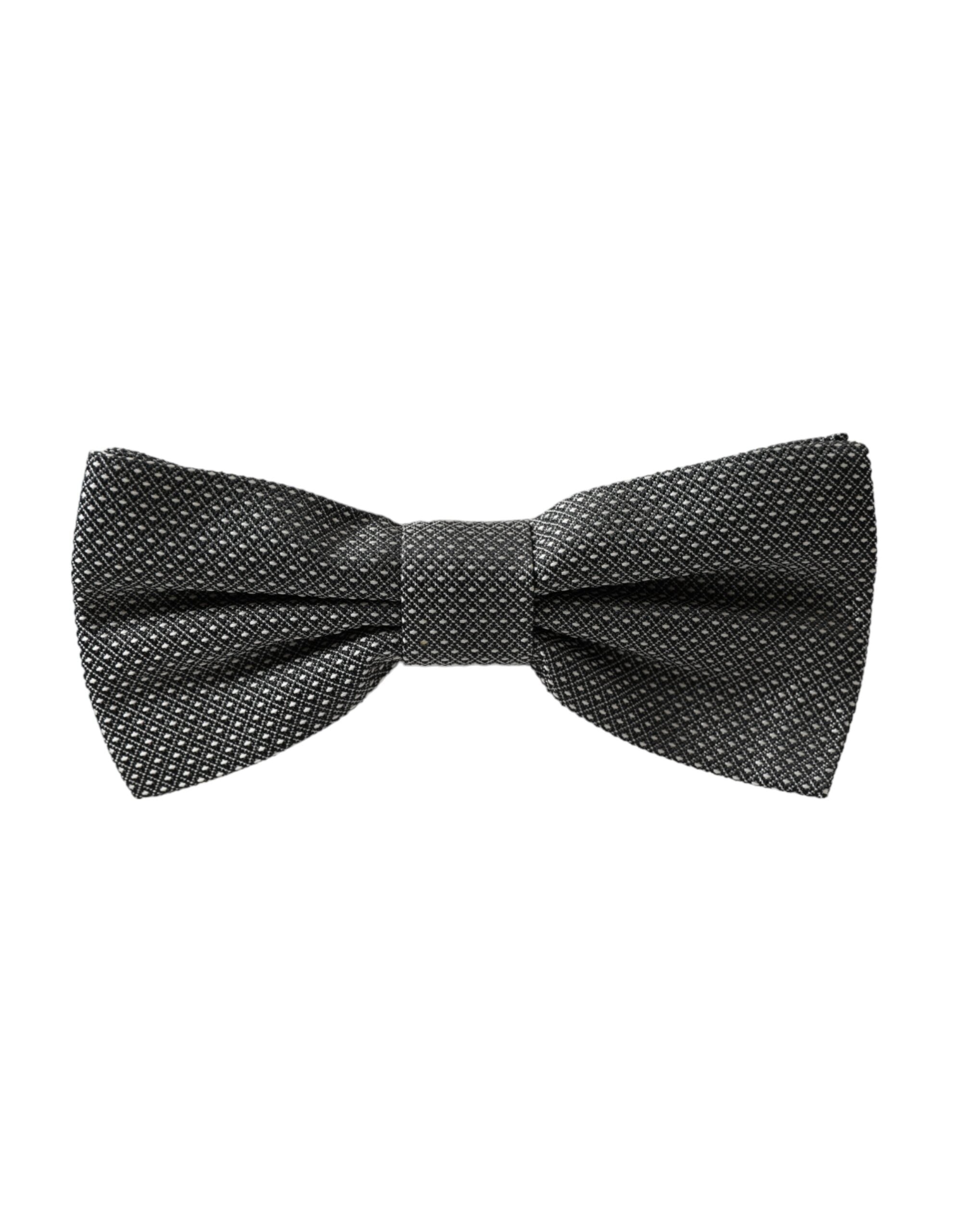 Dolce & Gabbana Gray Silk Patterned Adjustable Neck Men Bow Men's Tie