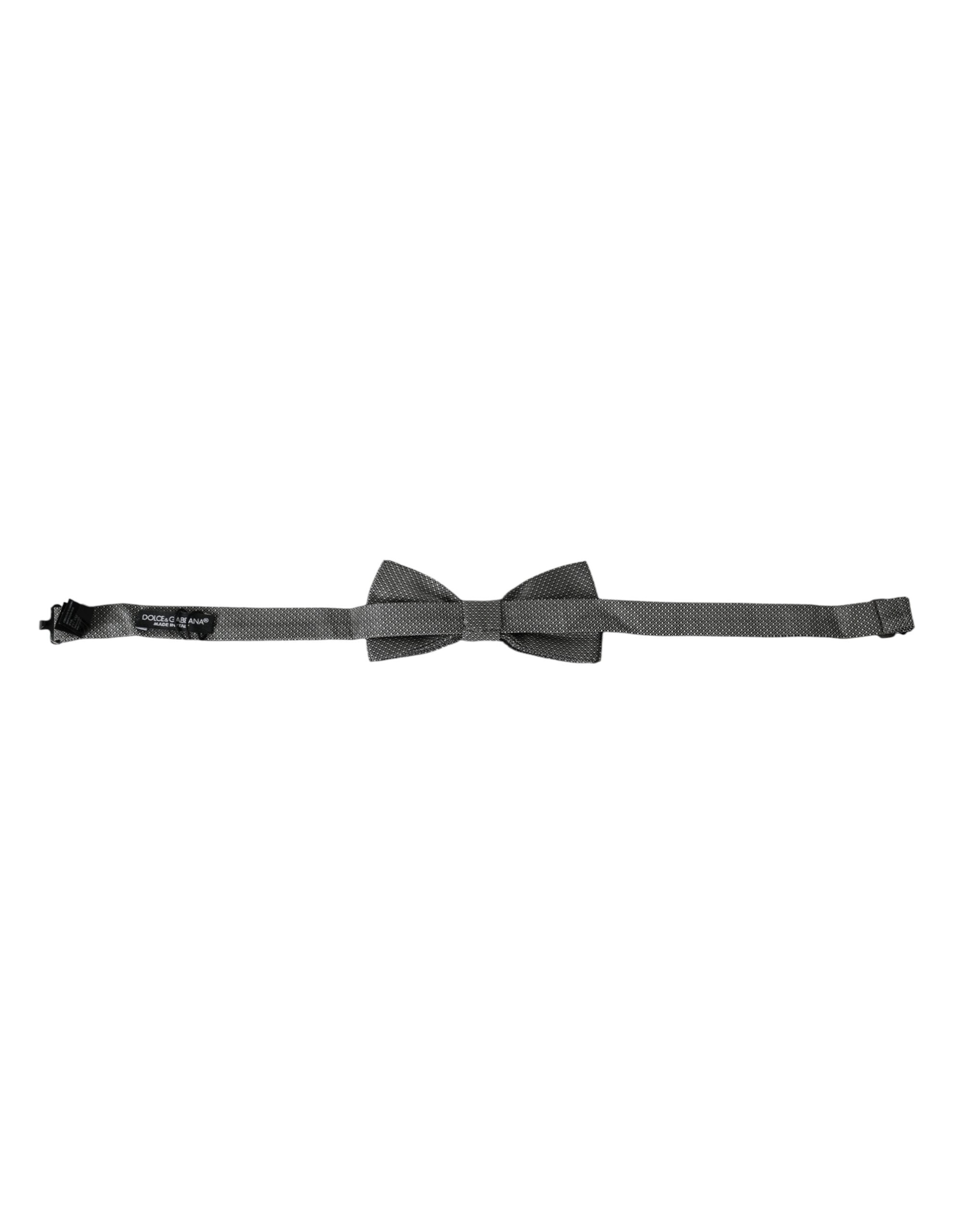 Dolce & Gabbana Gray Silk Patterned Adjustable Neck Men Bow Men's Tie