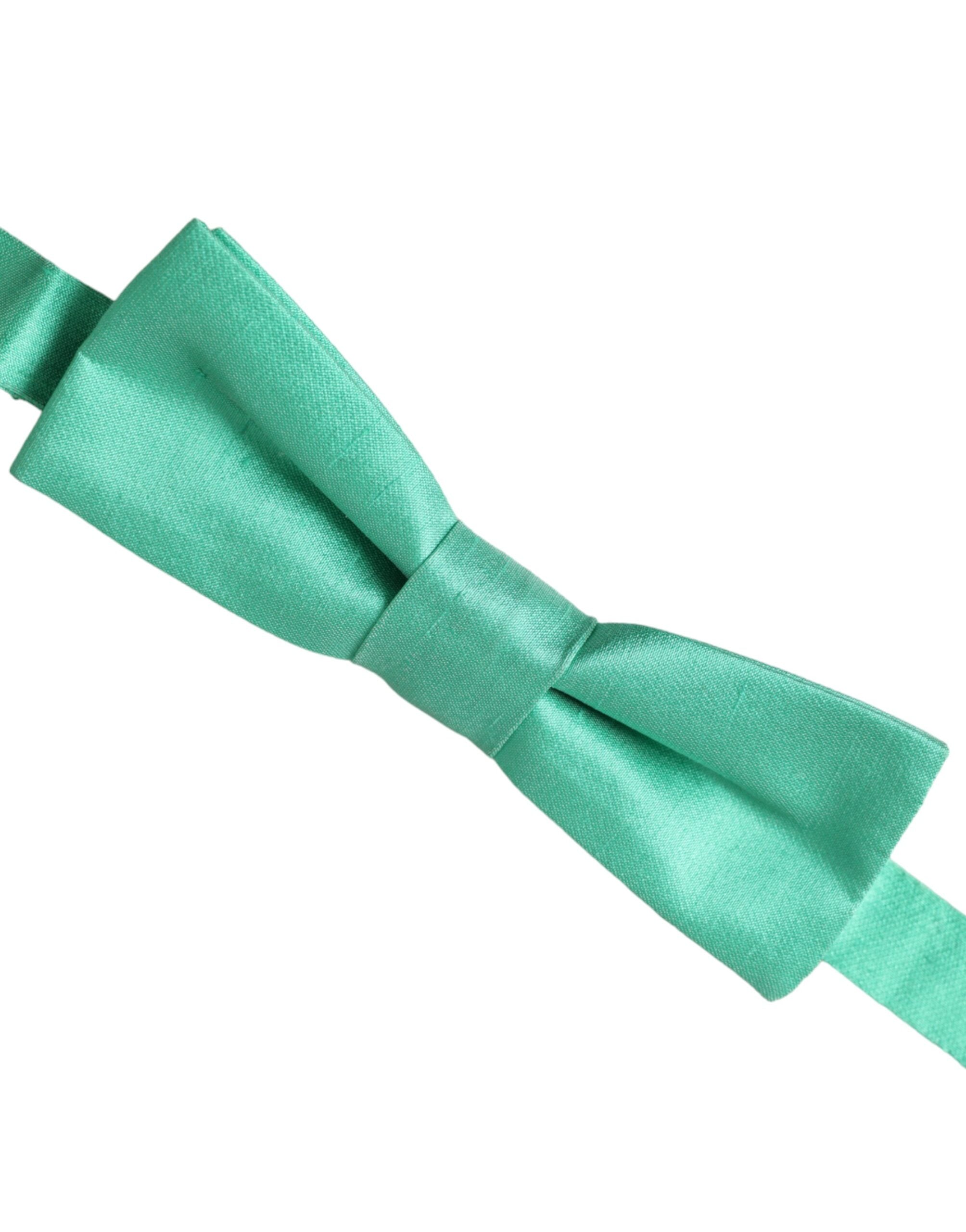 Dolce & Gabbana Mint Green Silk Adjustable Neck Men Bow Men's Tie