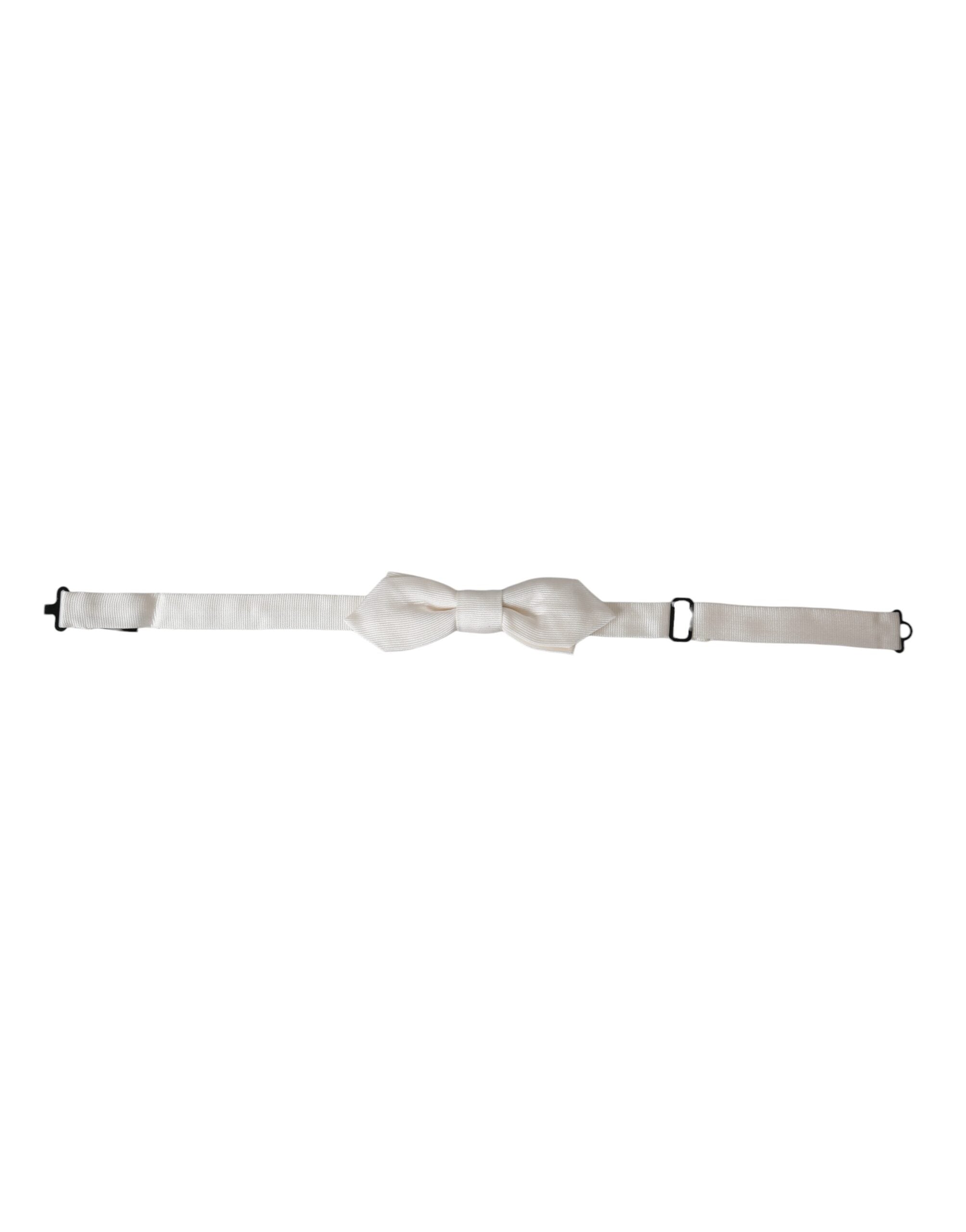 Dolce & Gabbana White Silk Adjustable Neck Men Papillon Bow Men's Tie