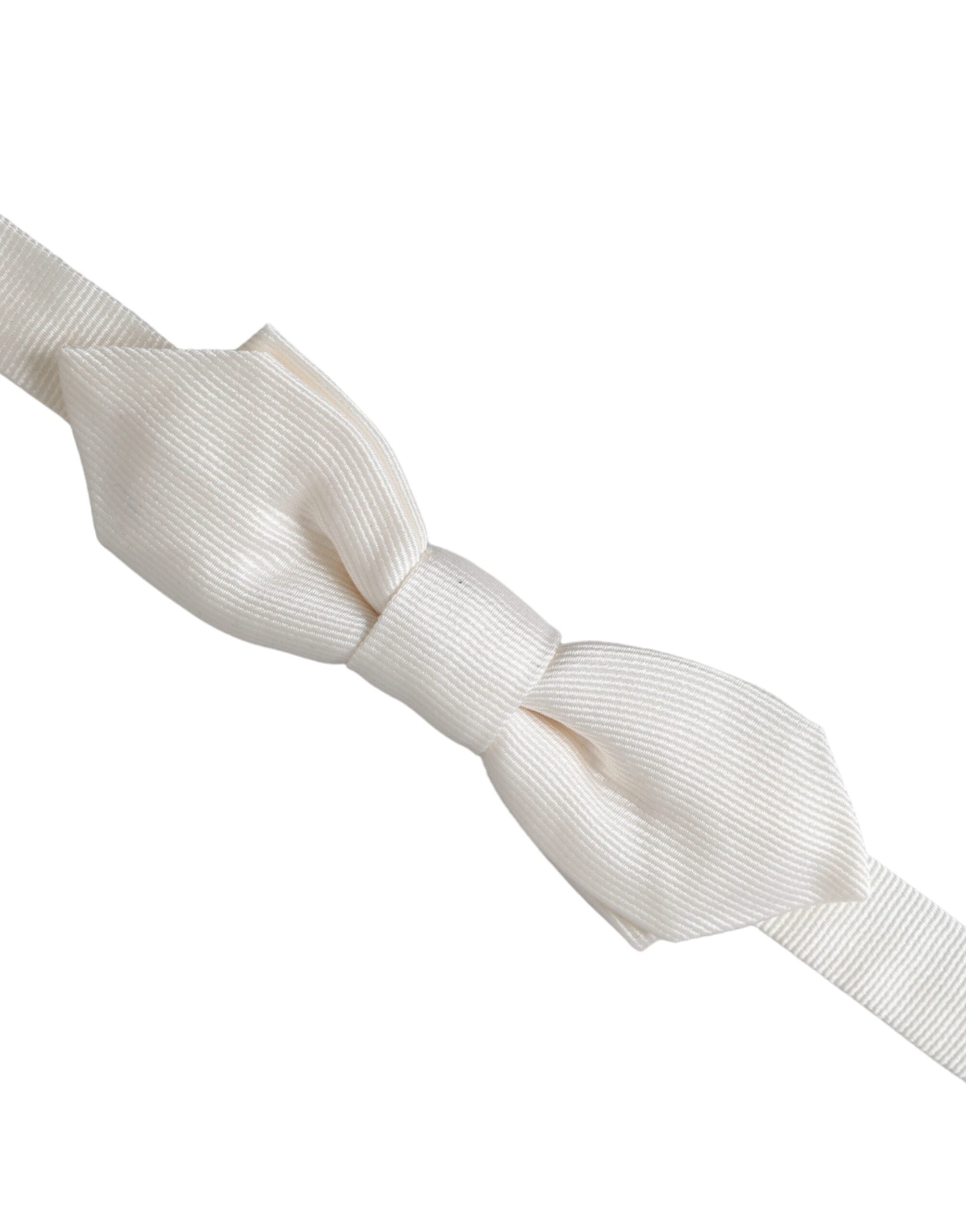Dolce & Gabbana White Silk Adjustable Neck Men Papillon Bow Men's Tie
