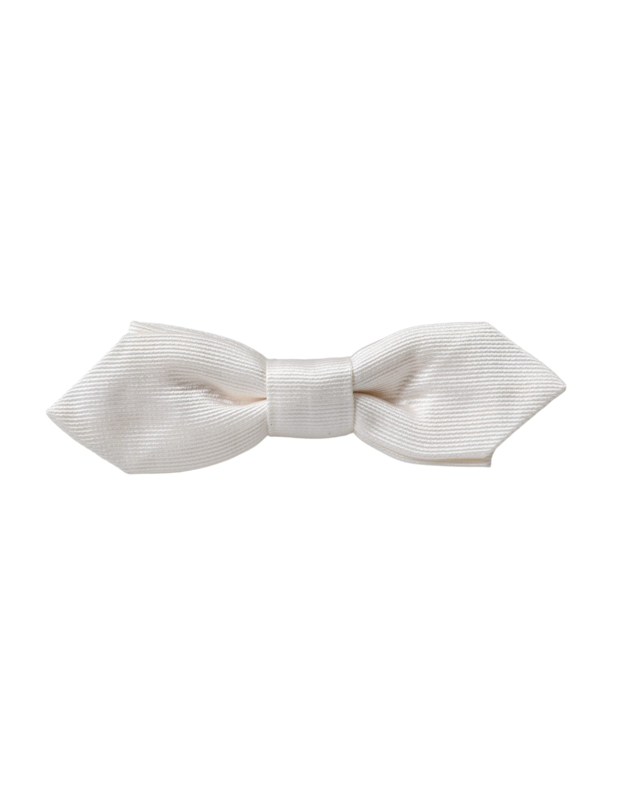 Dolce & Gabbana White Silk Adjustable Neck Men Papillon Bow Men's Tie