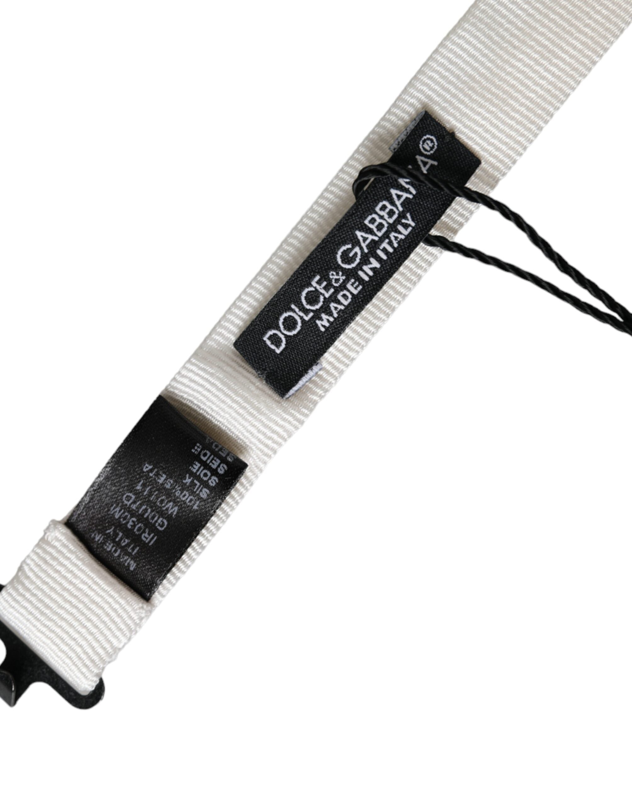 Dolce & Gabbana White Silk Adjustable Neck Men Papillon Bow Men's Tie