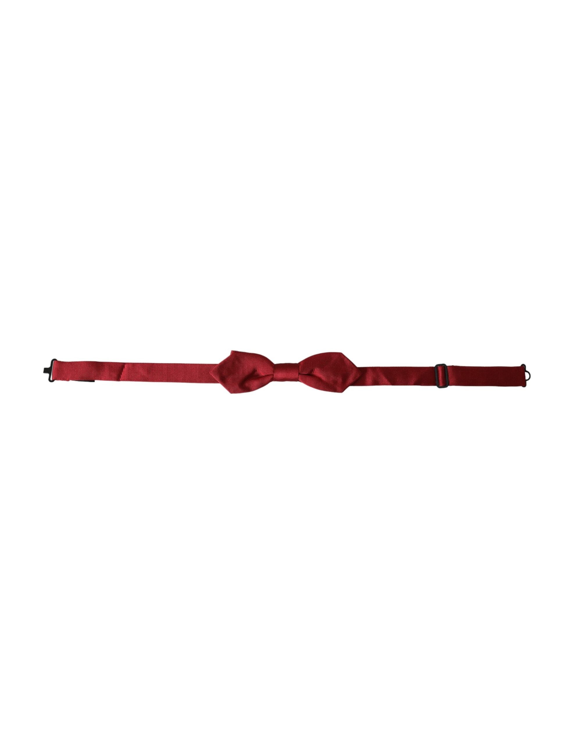 Dolce & Gabbana Red Silk Jacquard Adjustable Neck Men Bow Men's Tie