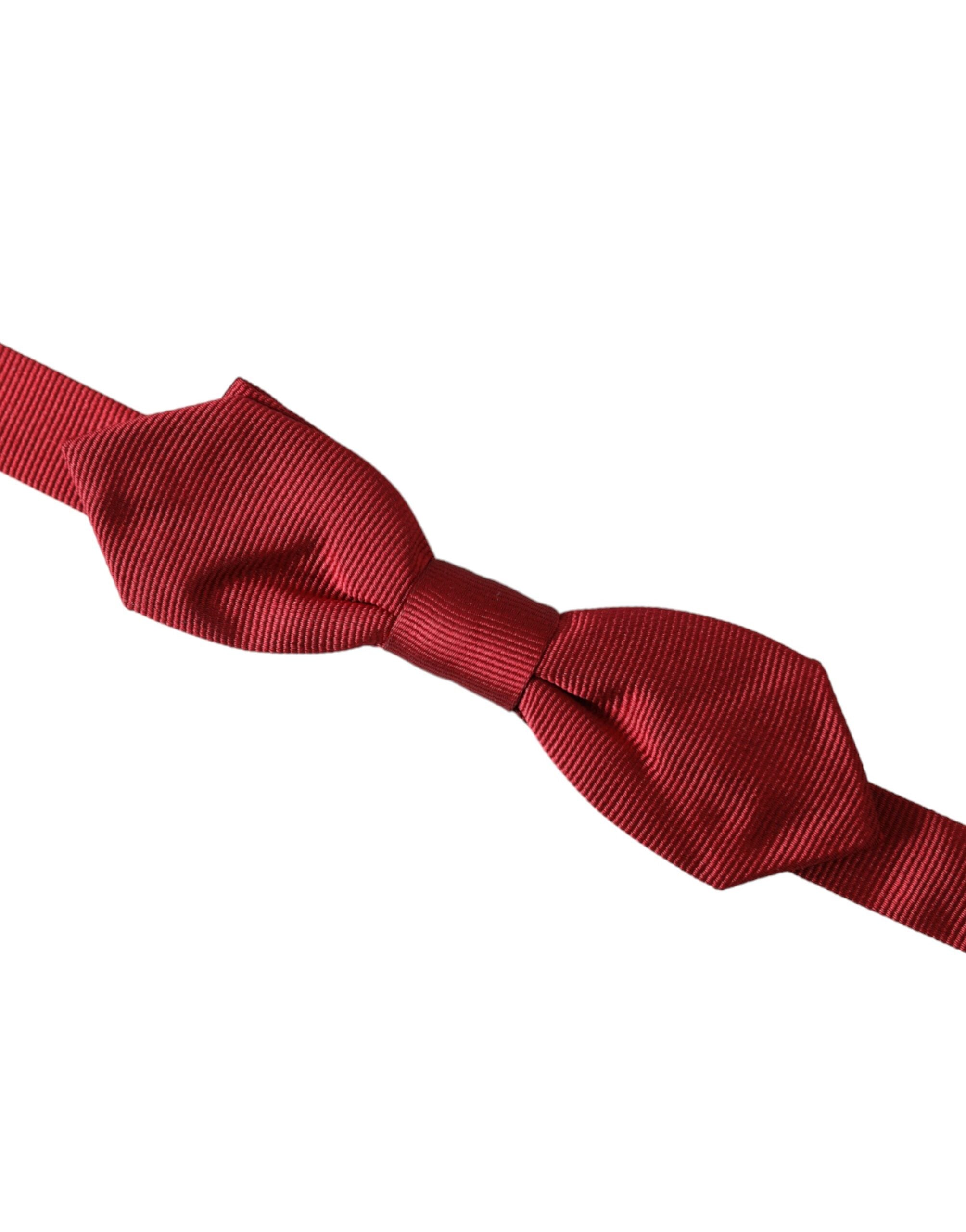 Dolce & Gabbana Red Silk Jacquard Adjustable Neck Men Bow Men's Tie