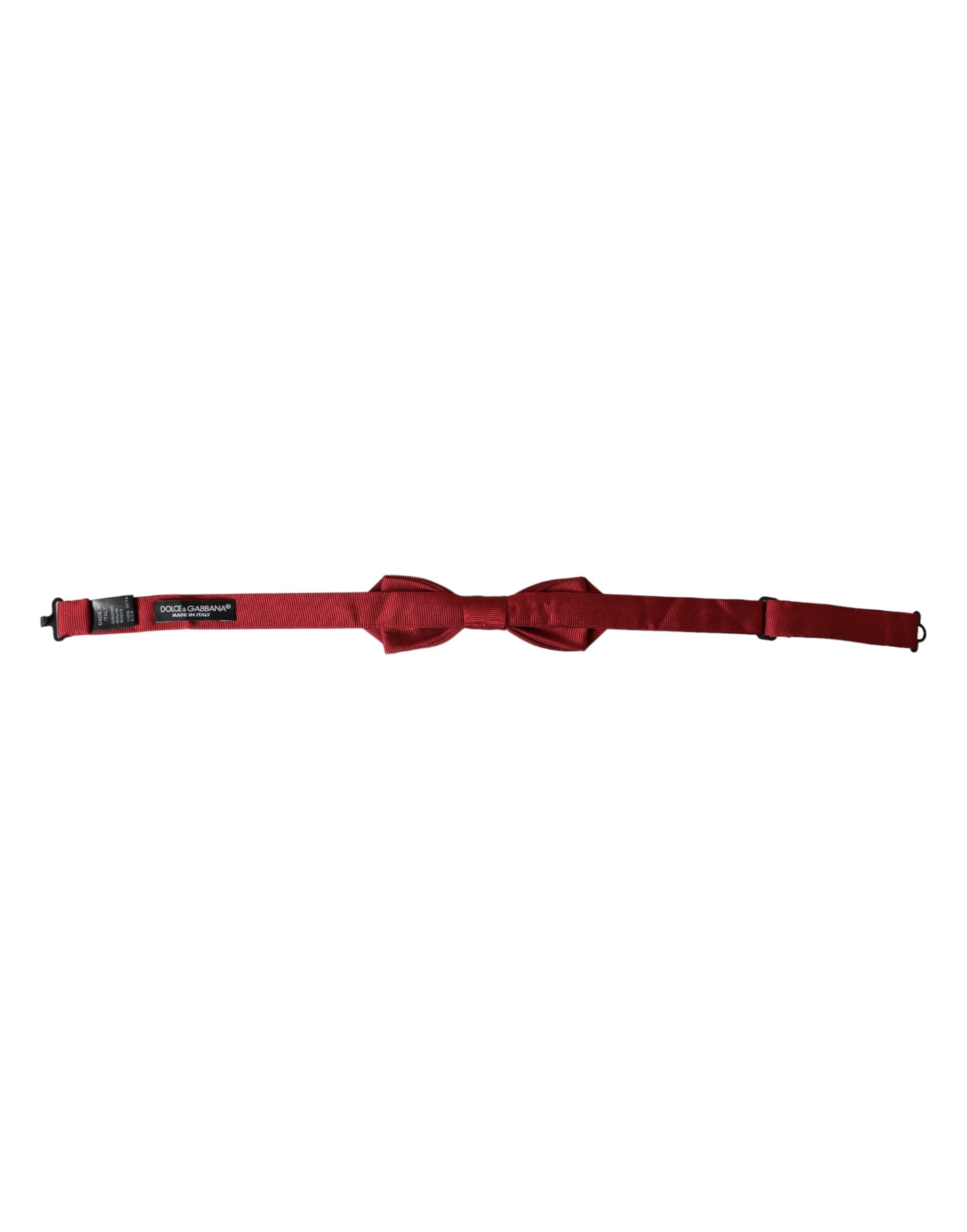 Dolce & Gabbana Red Silk Jacquard Adjustable Neck Men Bow Men's Tie