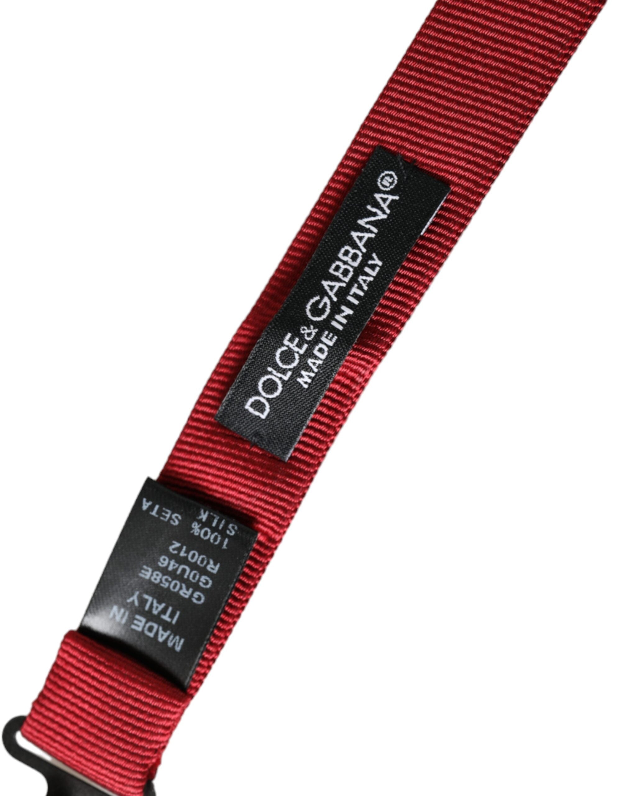 Dolce & Gabbana Red Silk Jacquard Adjustable Neck Men Bow Men's Tie