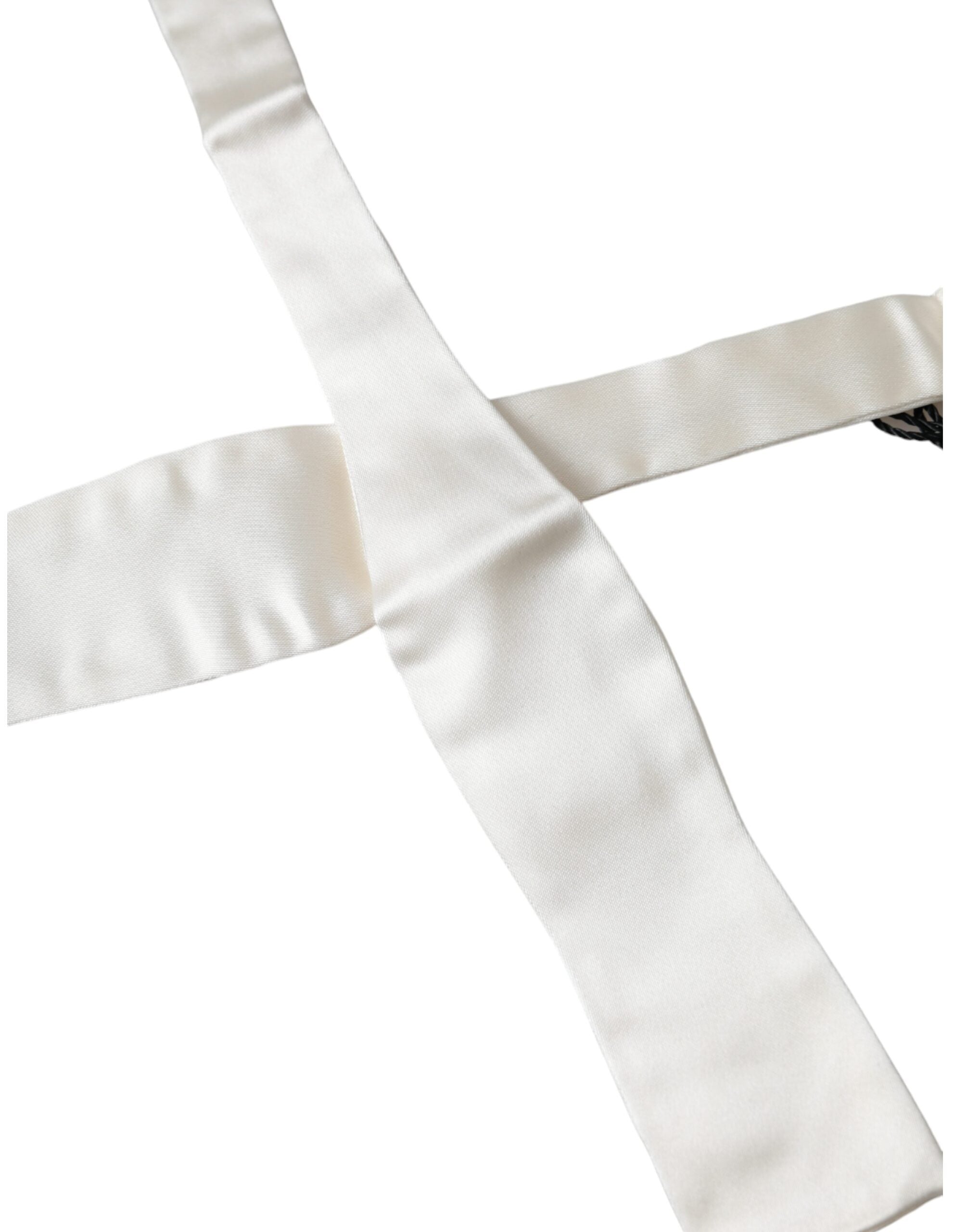 Dolce & Gabbana White Silk Slim Skinny NeckMen's Men Bow Men's Tie