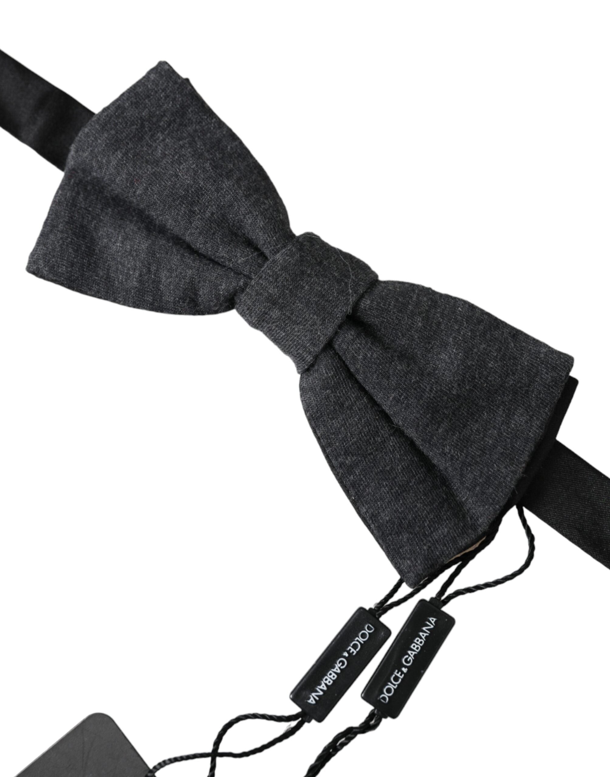 Dolce & Gabbana Dark Gray Silk Adjustable Neck Men Bow Men's Tie