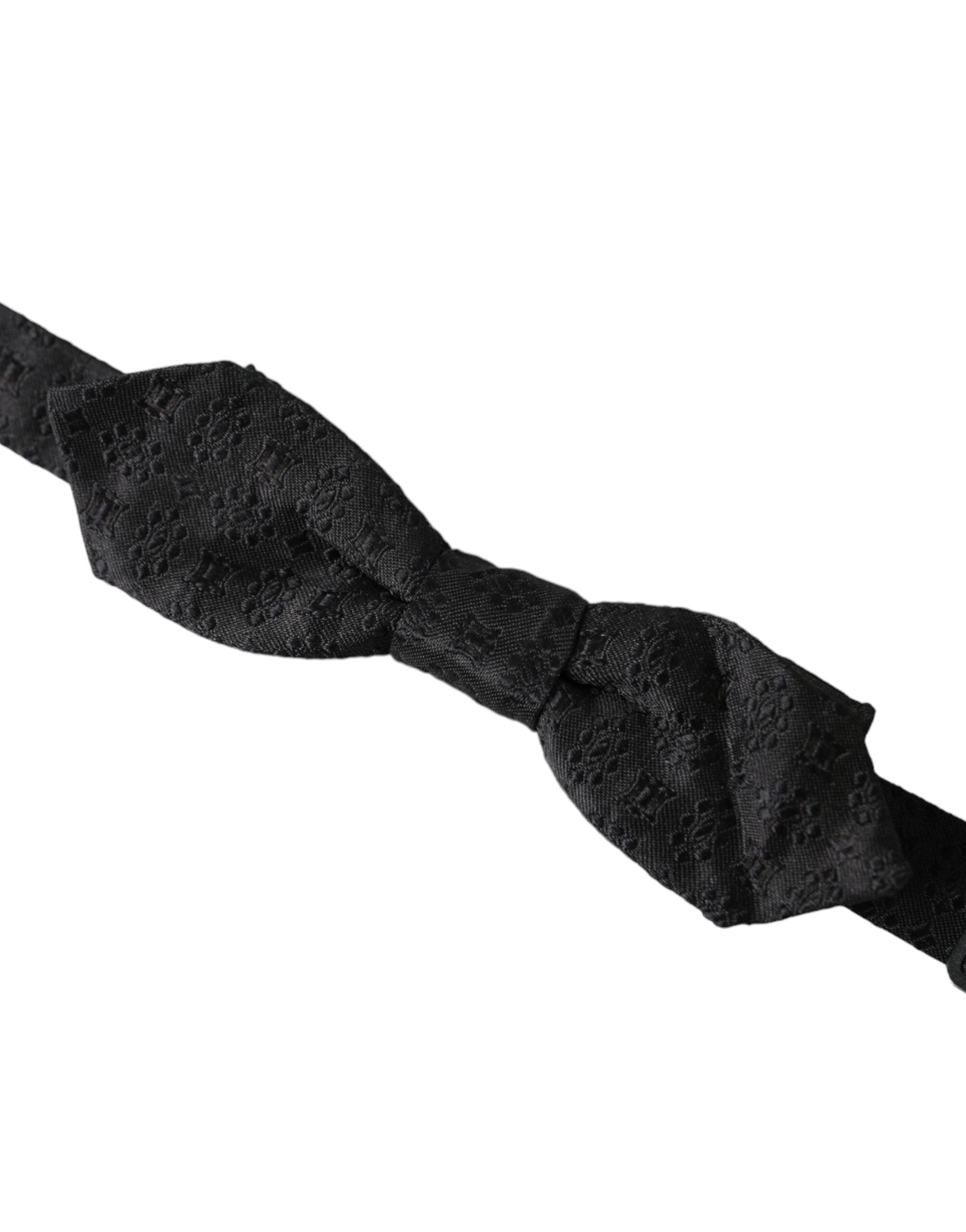 Dolce & Gabbana Black Silk Fantasy Adjustable Neck Men Bow Men's Tie