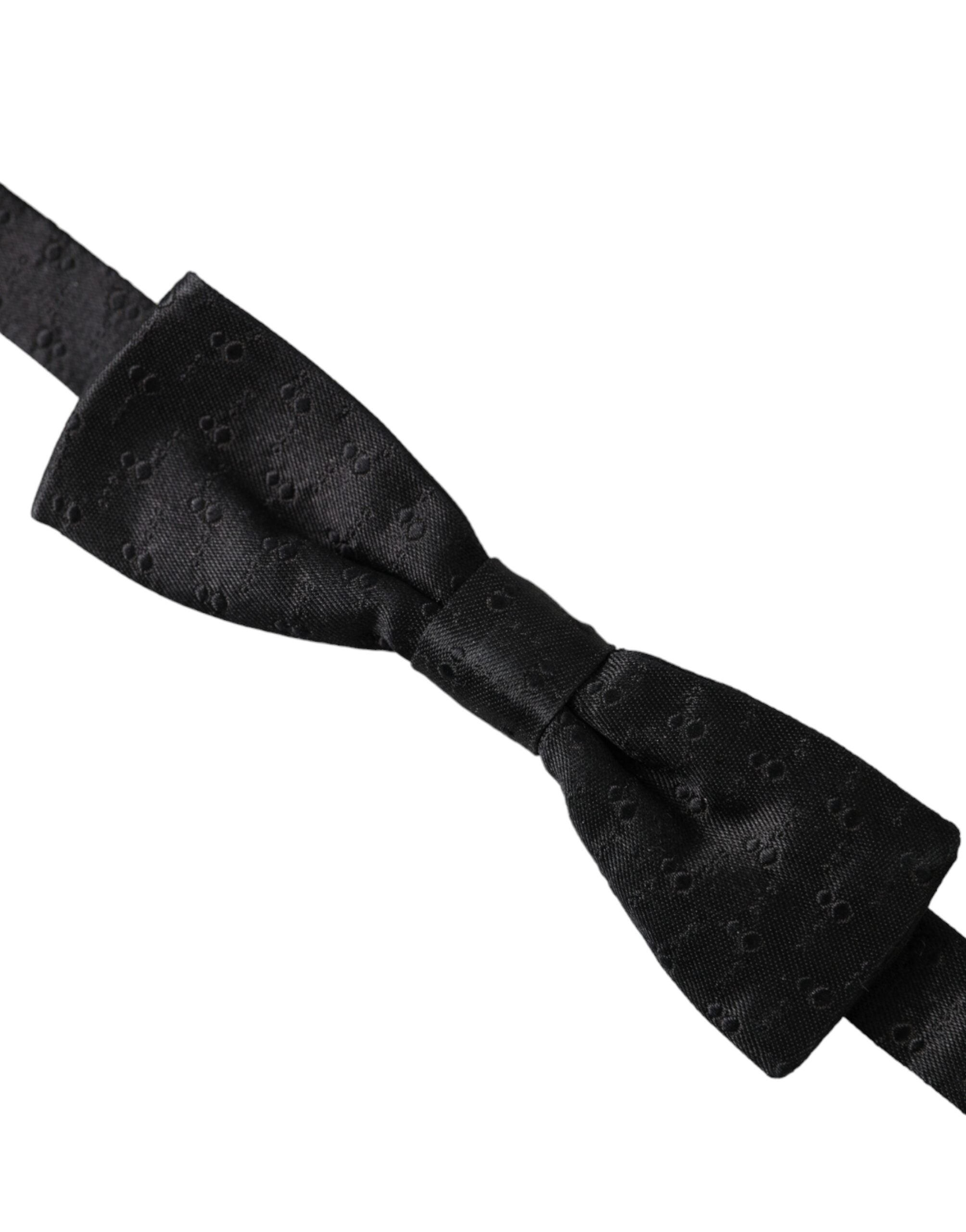 Dolce & Gabbana Dark Gray Silk Patterned Adjustable Neck Men Bow Men's Tie
