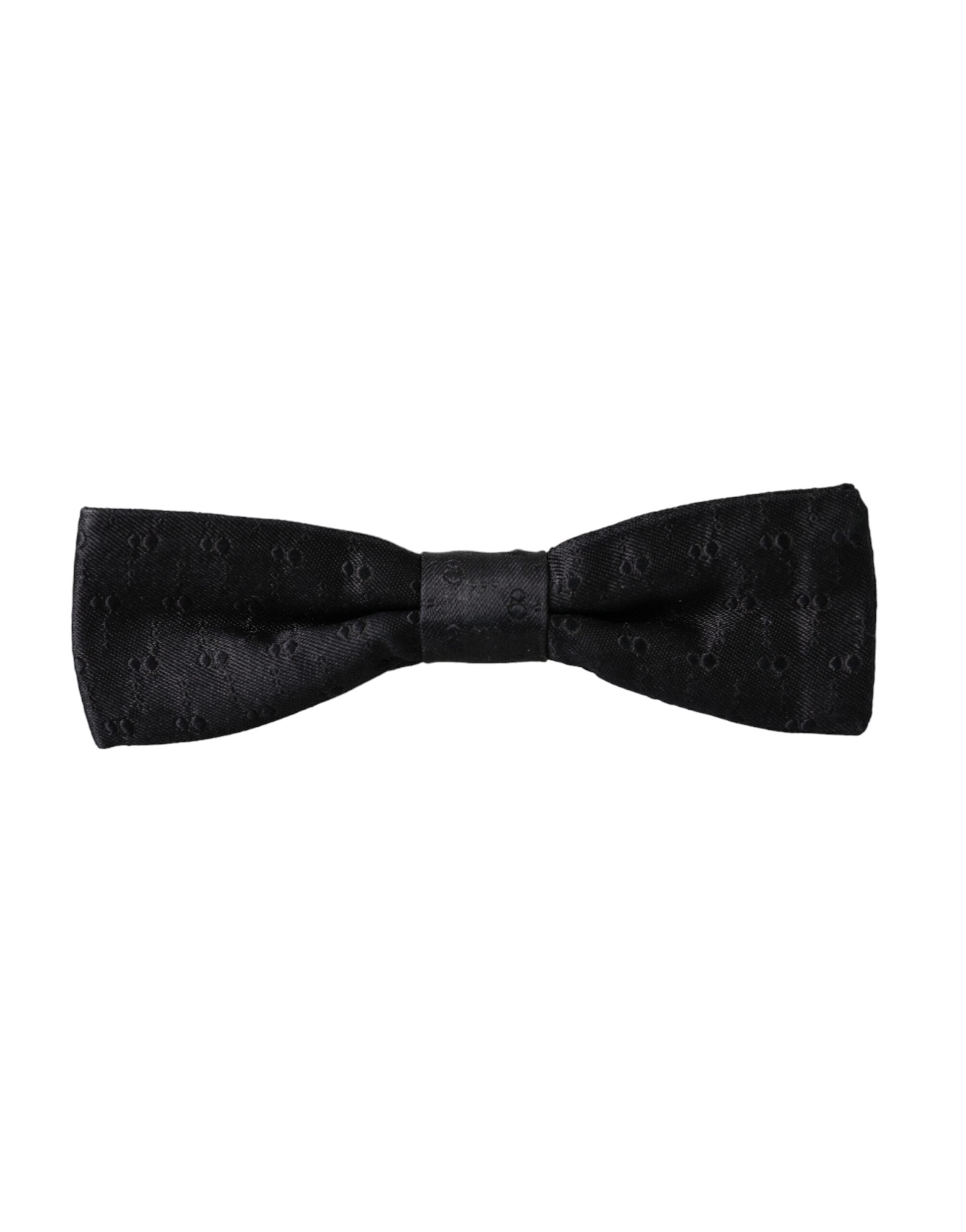 Dolce & Gabbana Dark Gray Silk Patterned Adjustable Neck Men Bow Men's Tie