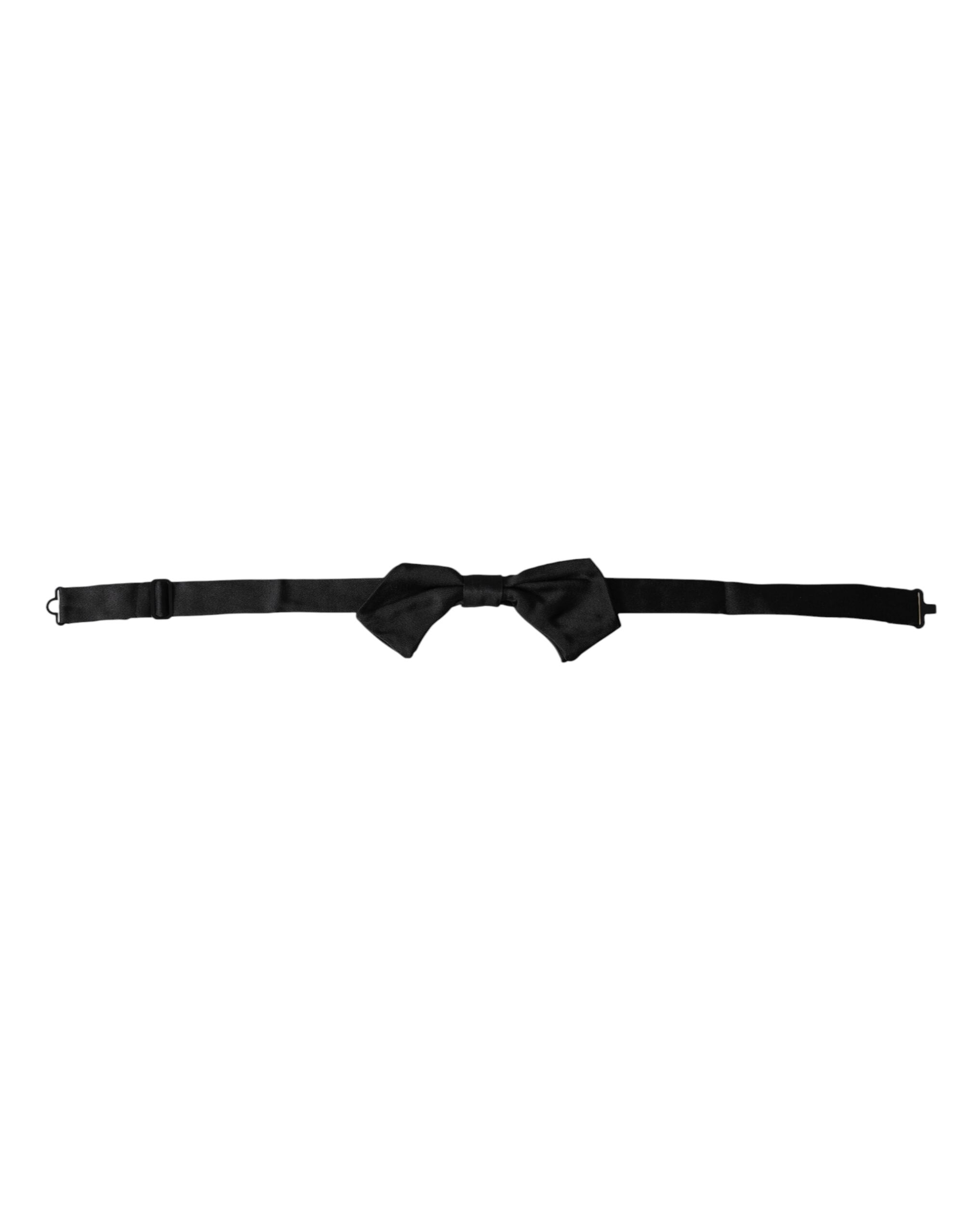 Dolce & Gabbana Black Satin Silk Adjustable Neck Men Bow Men's Tie