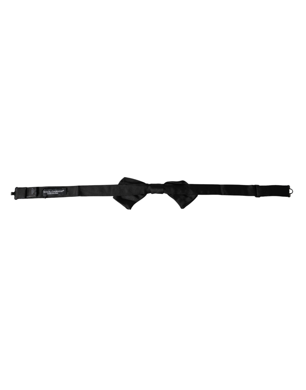 Dolce & Gabbana Black Satin Silk Adjustable Neck Men Bow Men's Tie