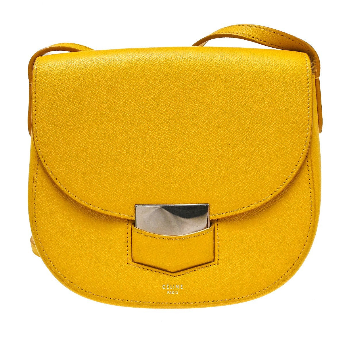 Celine Trotteur Grainy Leather Yellow Leather Crossbody Bag Bag (Pre-Owned)