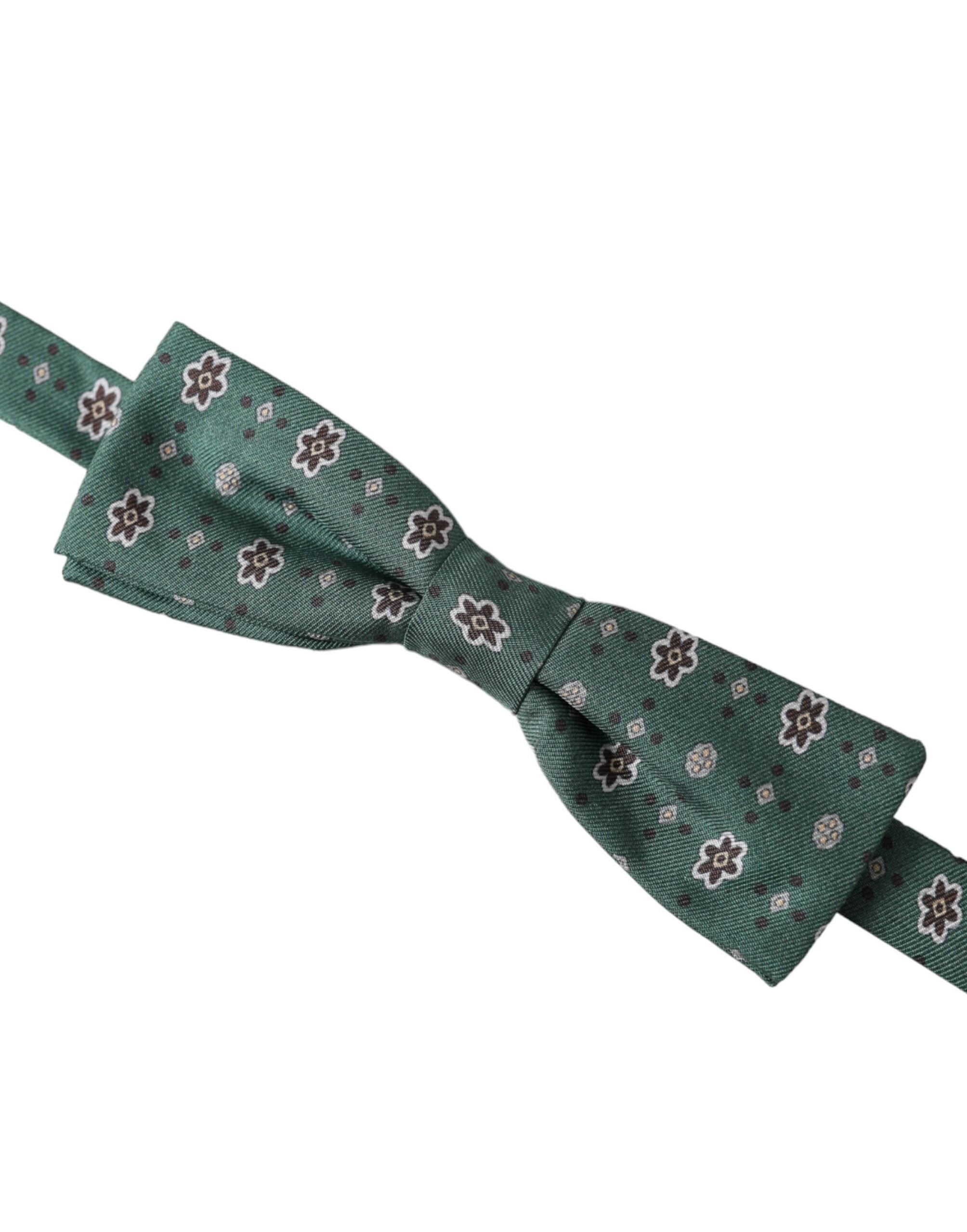 Dolce & Gabbana Mint Green Floral Adjustable Neck Men Bow Men's Tie