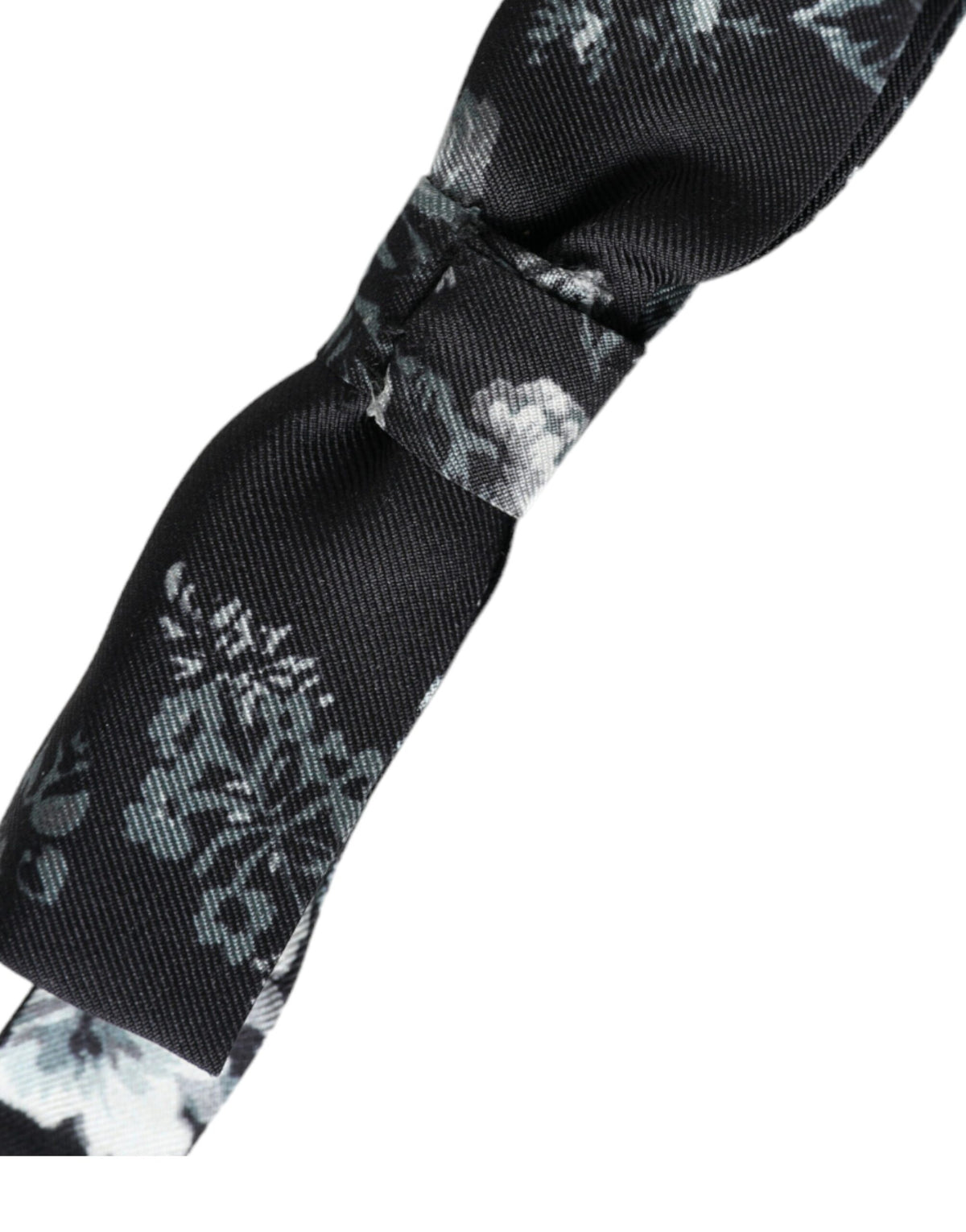 Dolce & Gabbana Dark Gray Floral Silk Adjustable Neck Men Bow Men's Tie