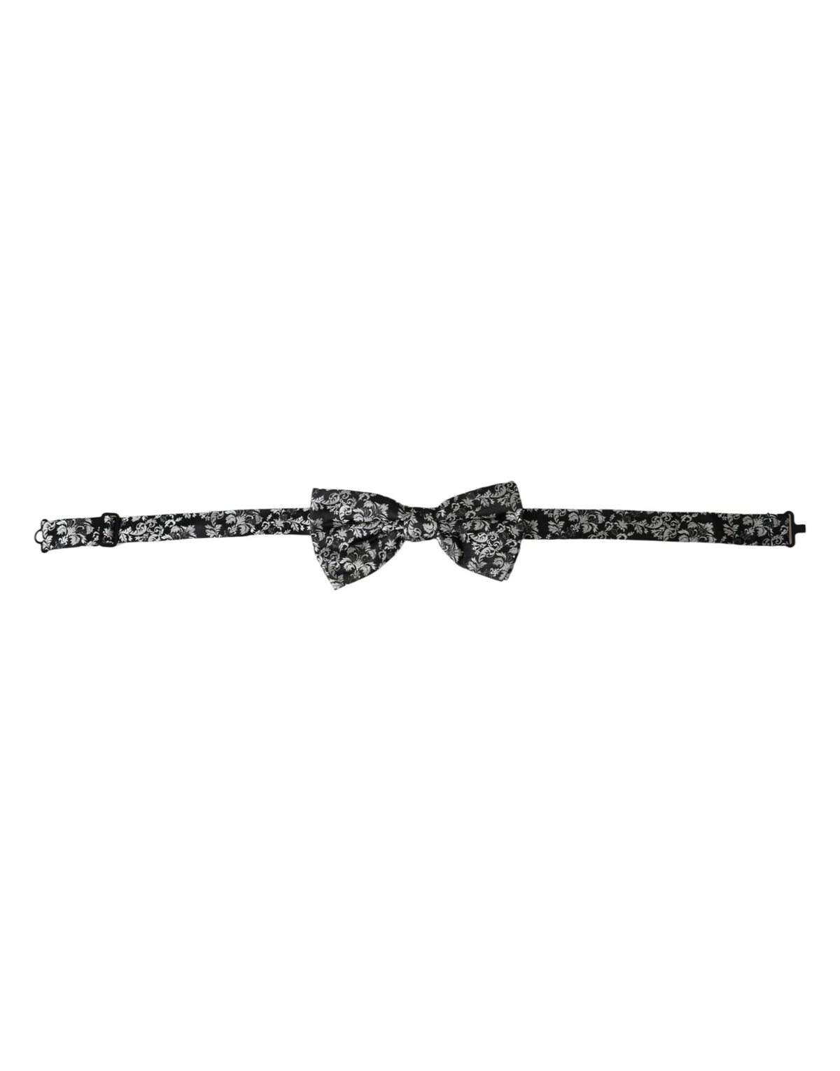 Dolce & Gabbana Dark Gray Floral Silk Adjustable Neck Men Bow Men's Tie
