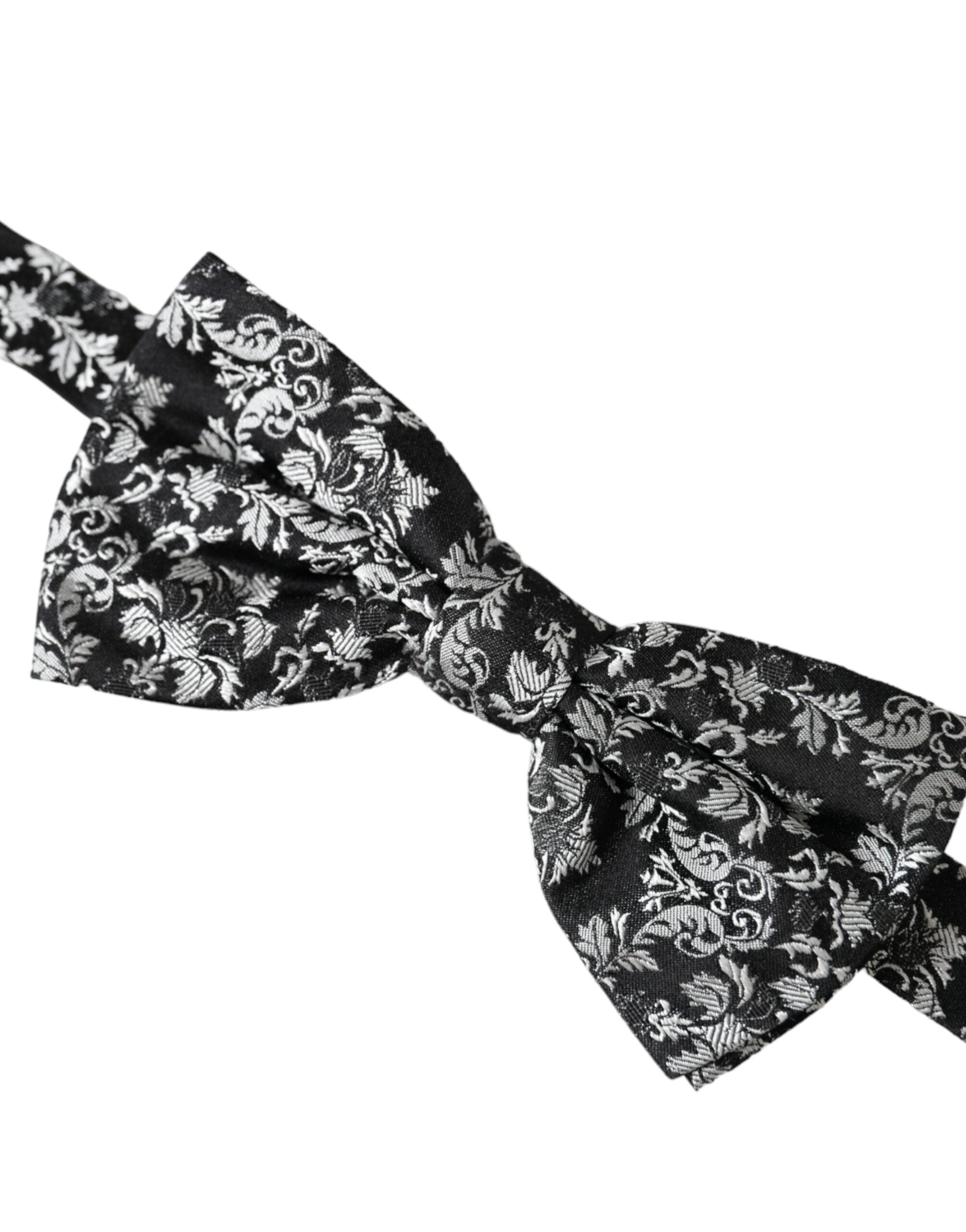 Dolce & Gabbana Dark Gray Floral Silk Adjustable Neck Men Bow Men's Tie