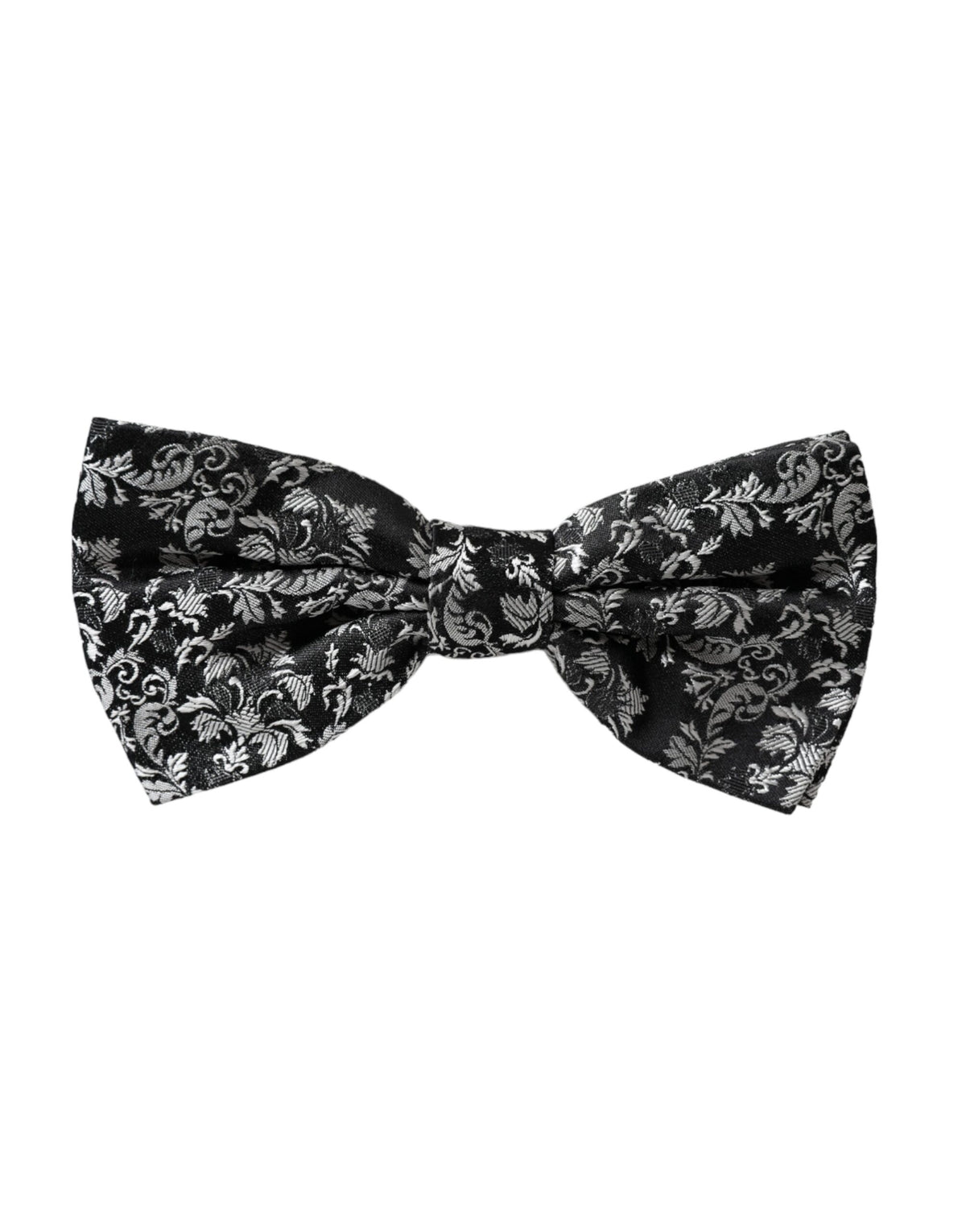 Dolce & Gabbana Dark Gray Floral Silk Adjustable Neck Men Bow Men's Tie