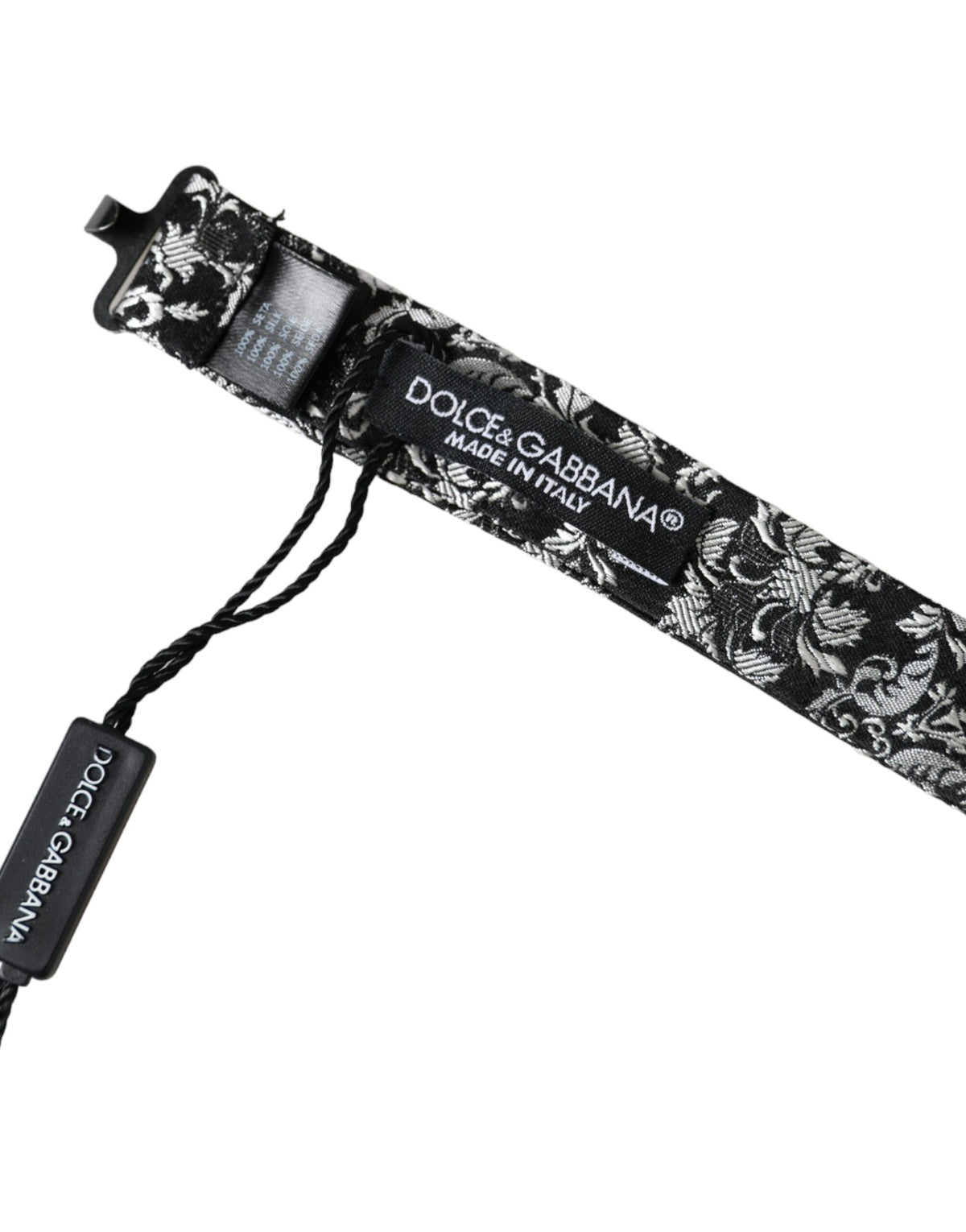 Dolce & Gabbana Dark Gray Floral Silk Adjustable Neck Men Bow Men's Tie