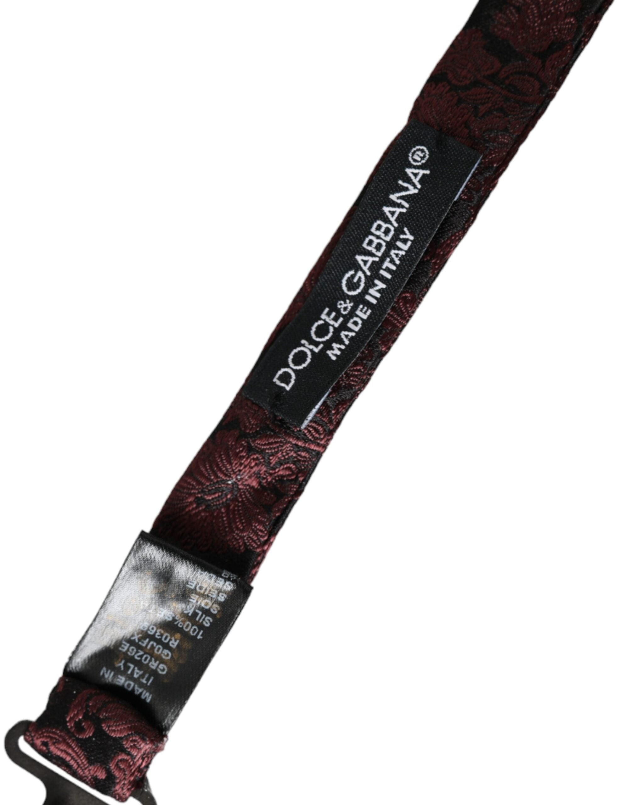 Dolce & Gabbana Maroon Floral Silk Adjustable Neck Men Bow Men's Tie