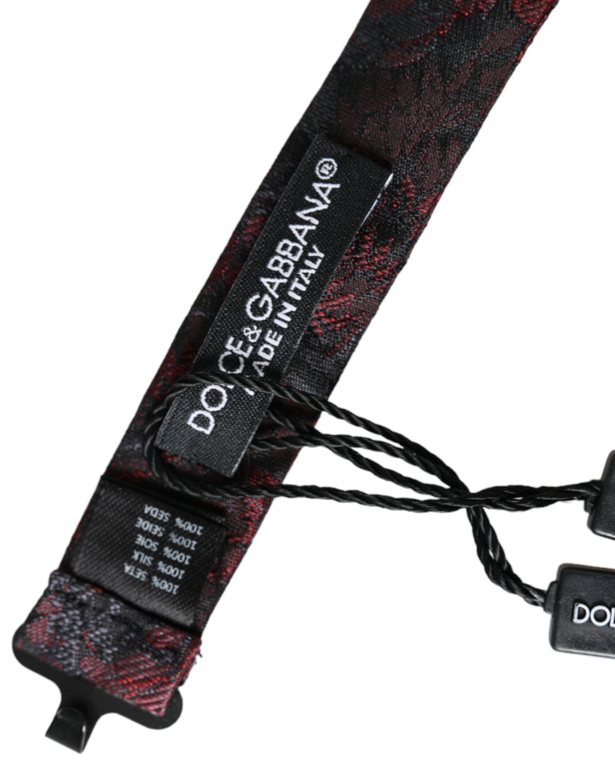 Dolce & Gabbana Dark Gray Floral Adjustable Neck Men Bow Men's Tie