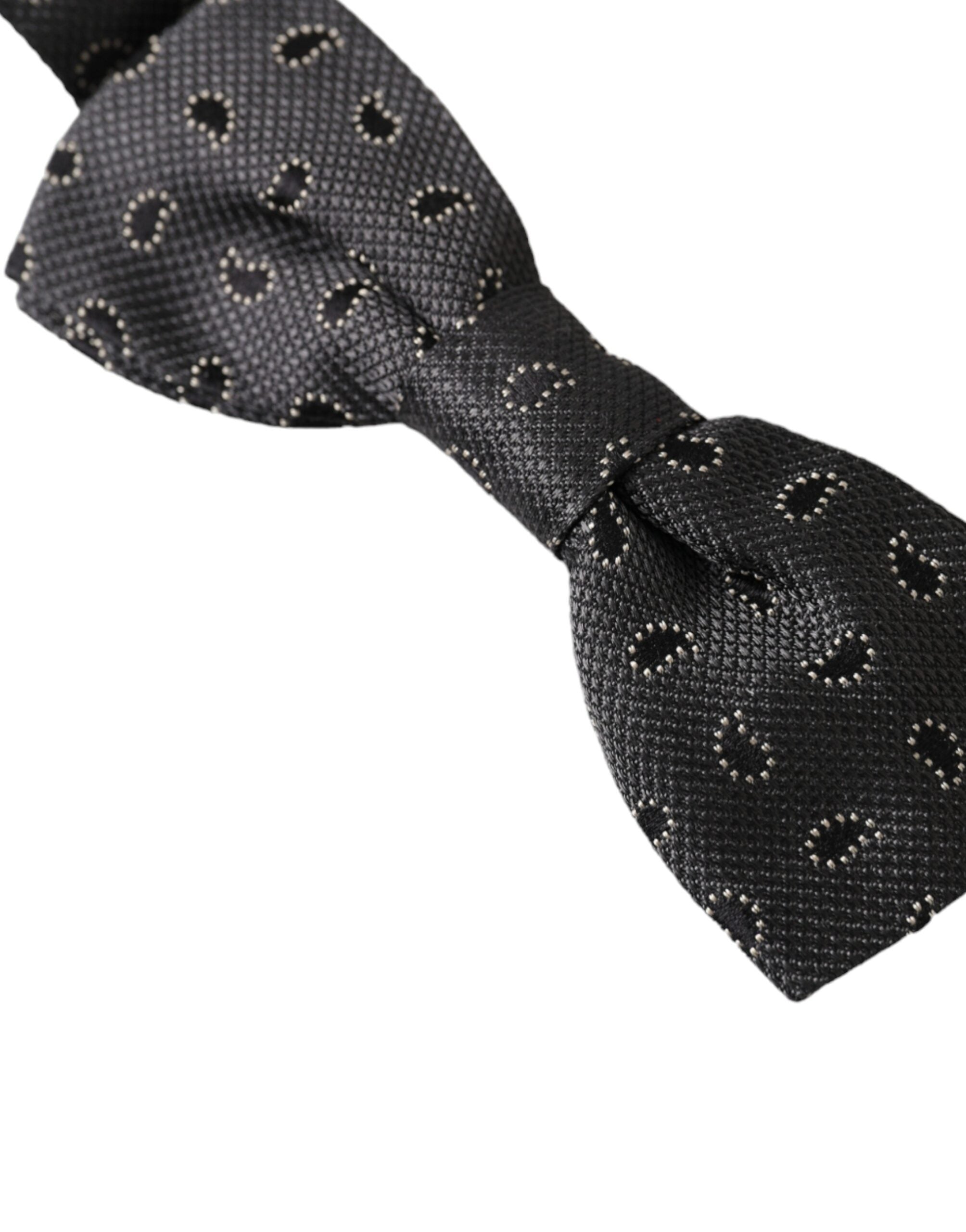 Dolce & Gabbana Dark Gray Silk Patterned Adjustable Neck Men Bow Men's Tie