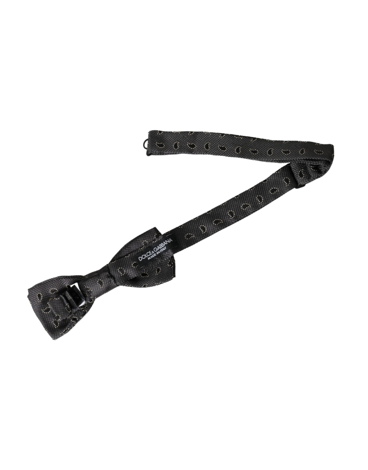 Dolce & Gabbana Dark Gray Silk Patterned Adjustable Neck Men Bow Men's Tie