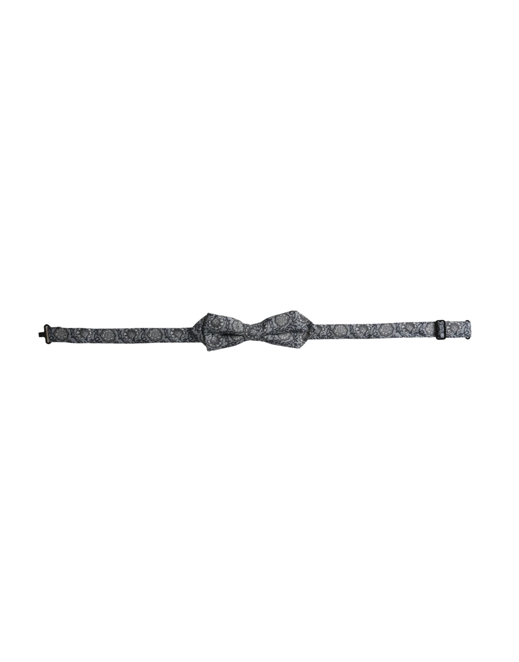 Dolce & Gabbana Gray Silk Patterned Adjustable Neck Men Bow Men's Tie
