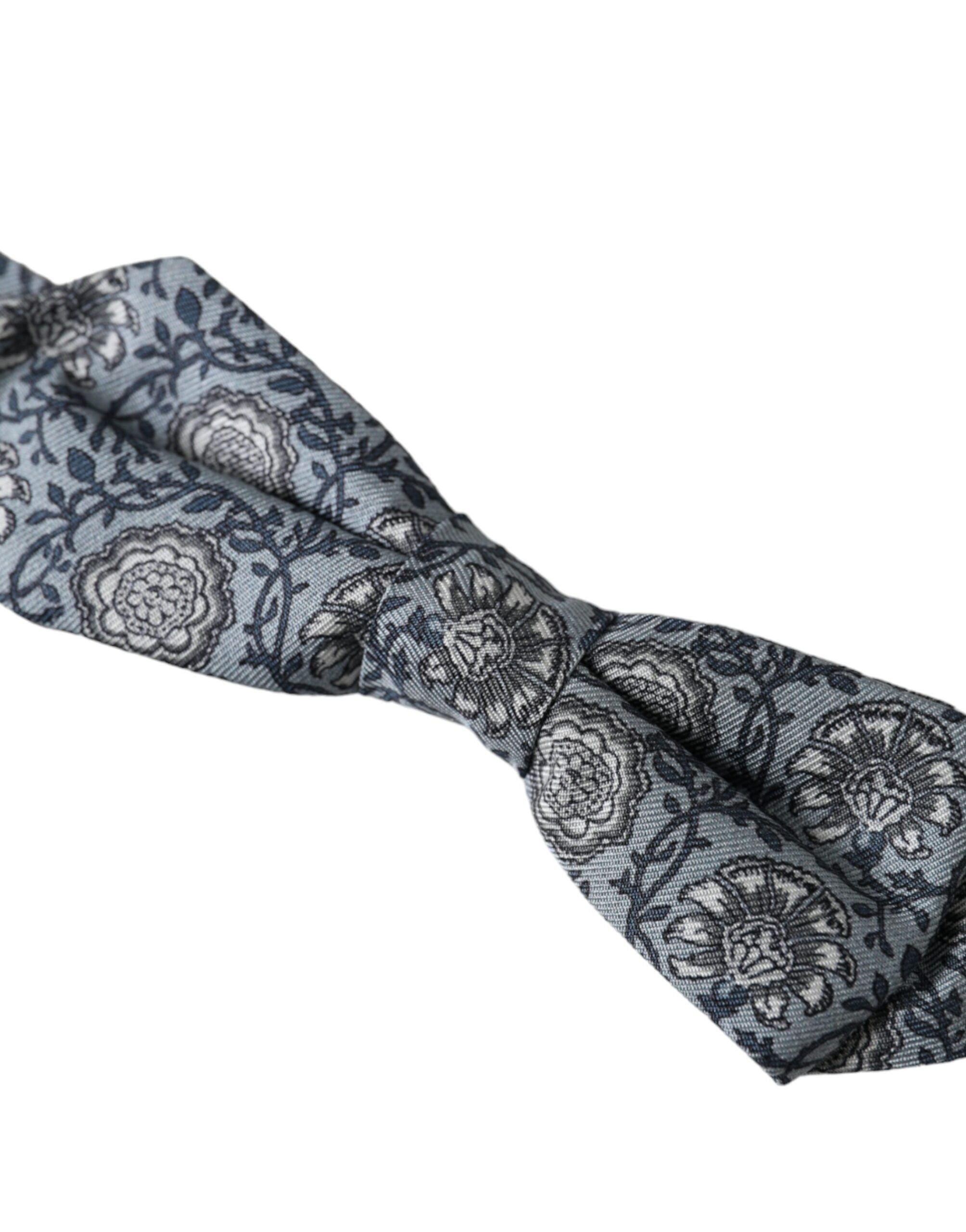 Dolce & Gabbana Gray Silk Patterned Adjustable Neck Men Bow Men's Tie