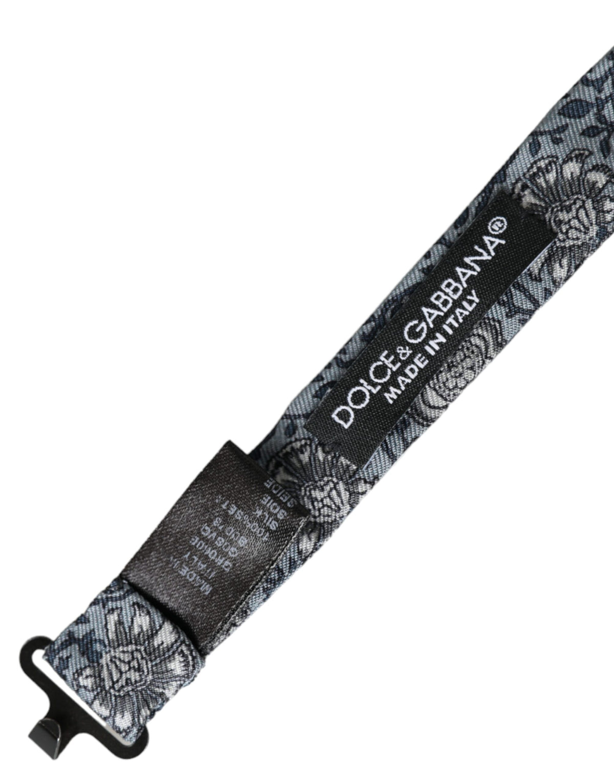 Dolce & Gabbana Gray Silk Patterned Adjustable Neck Men Bow Men's Tie