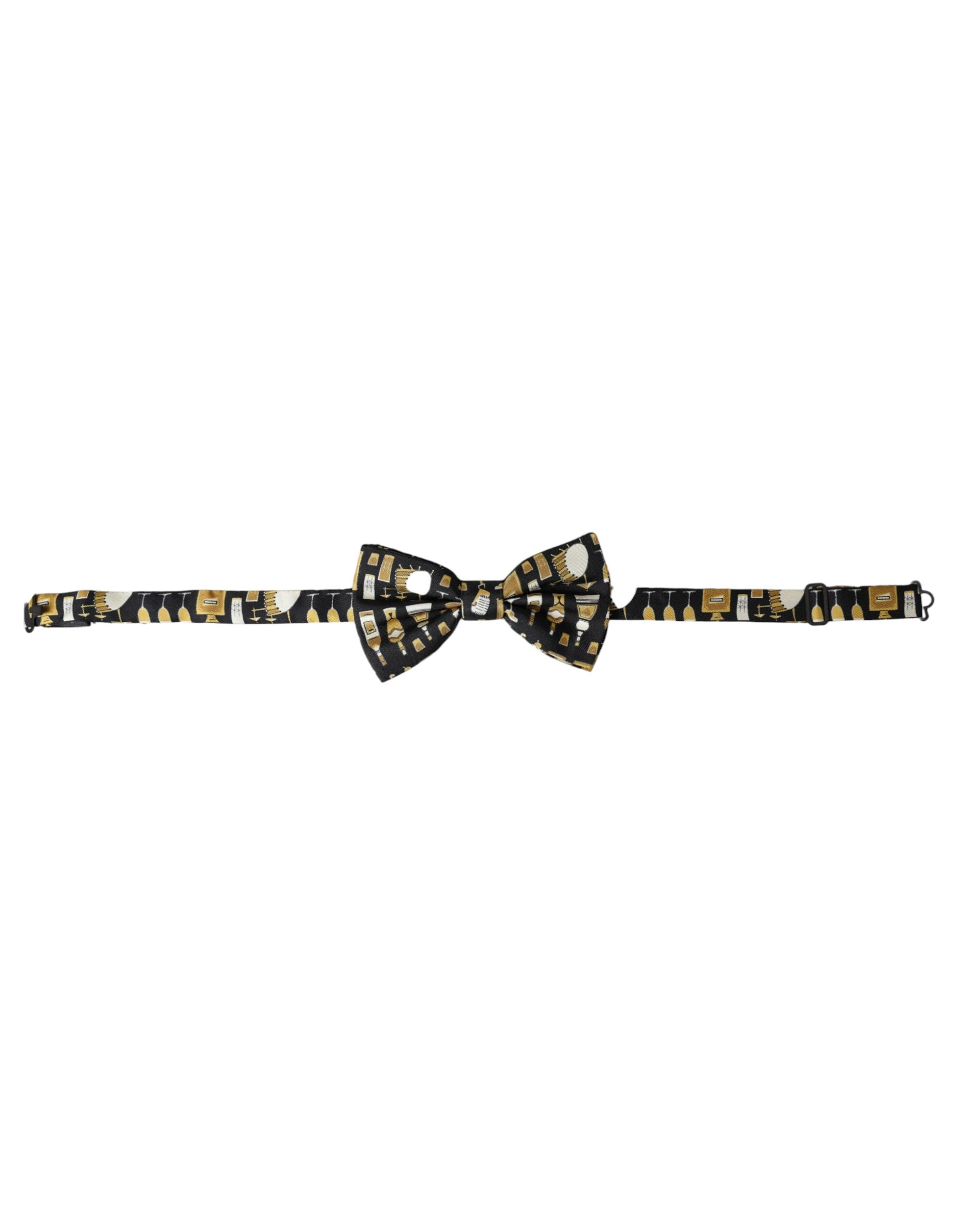 Dolce & Gabbana Black Silk Cocktail Adjustable Neck Men Bow Men's Tie