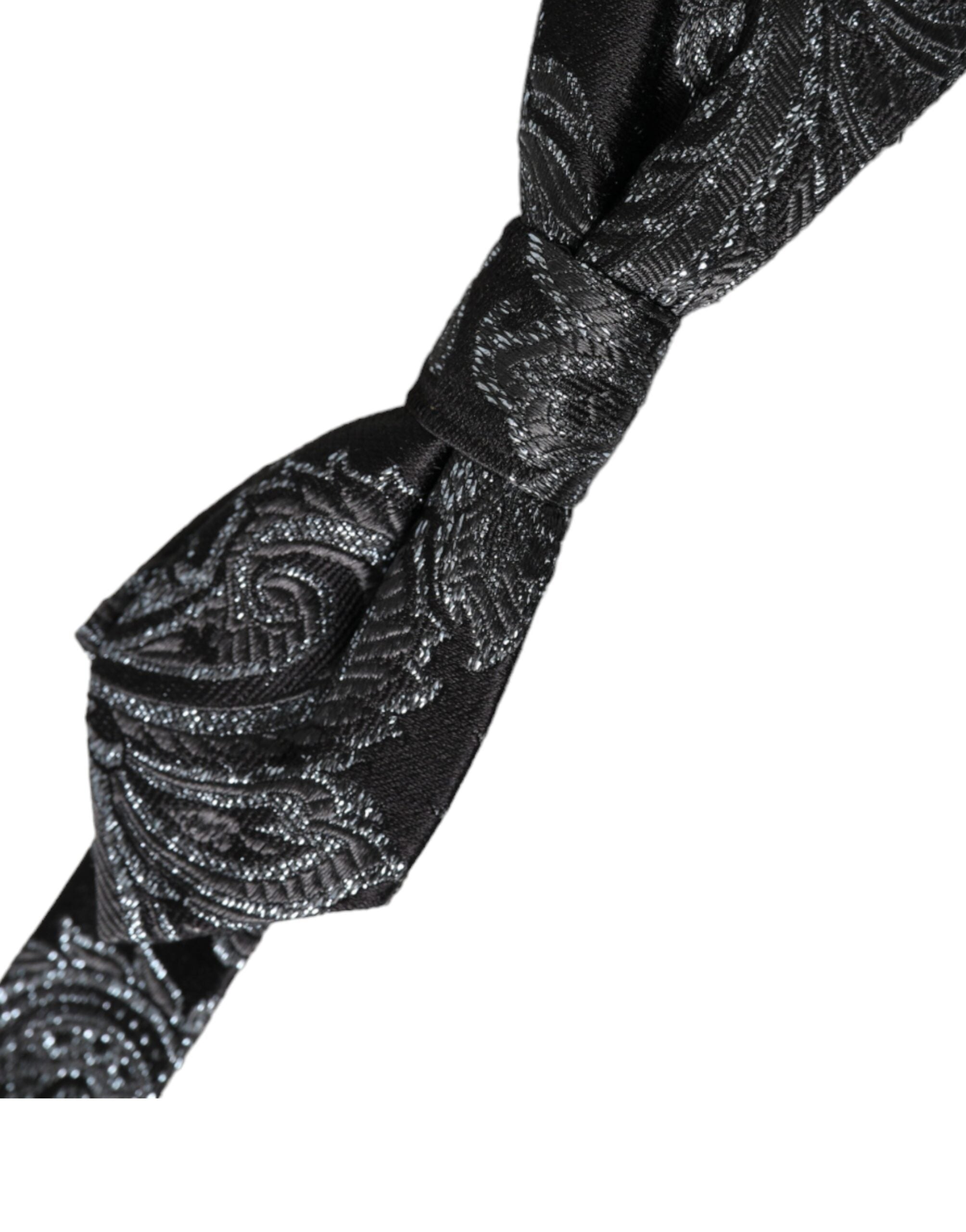 Dolce & Gabbana Black Silk Jacquard Adjustable Neck Men Bow Men's Tie