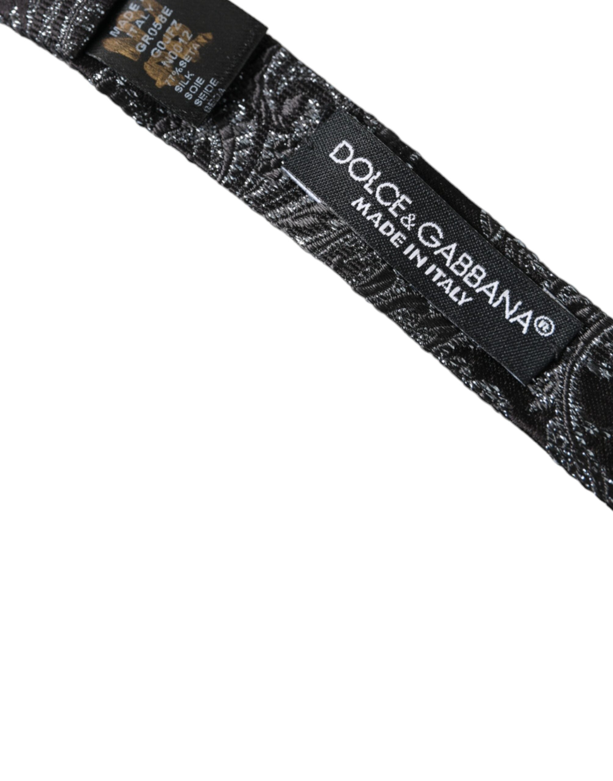 Dolce & Gabbana Black Silk Jacquard Adjustable Neck Men Bow Men's Tie