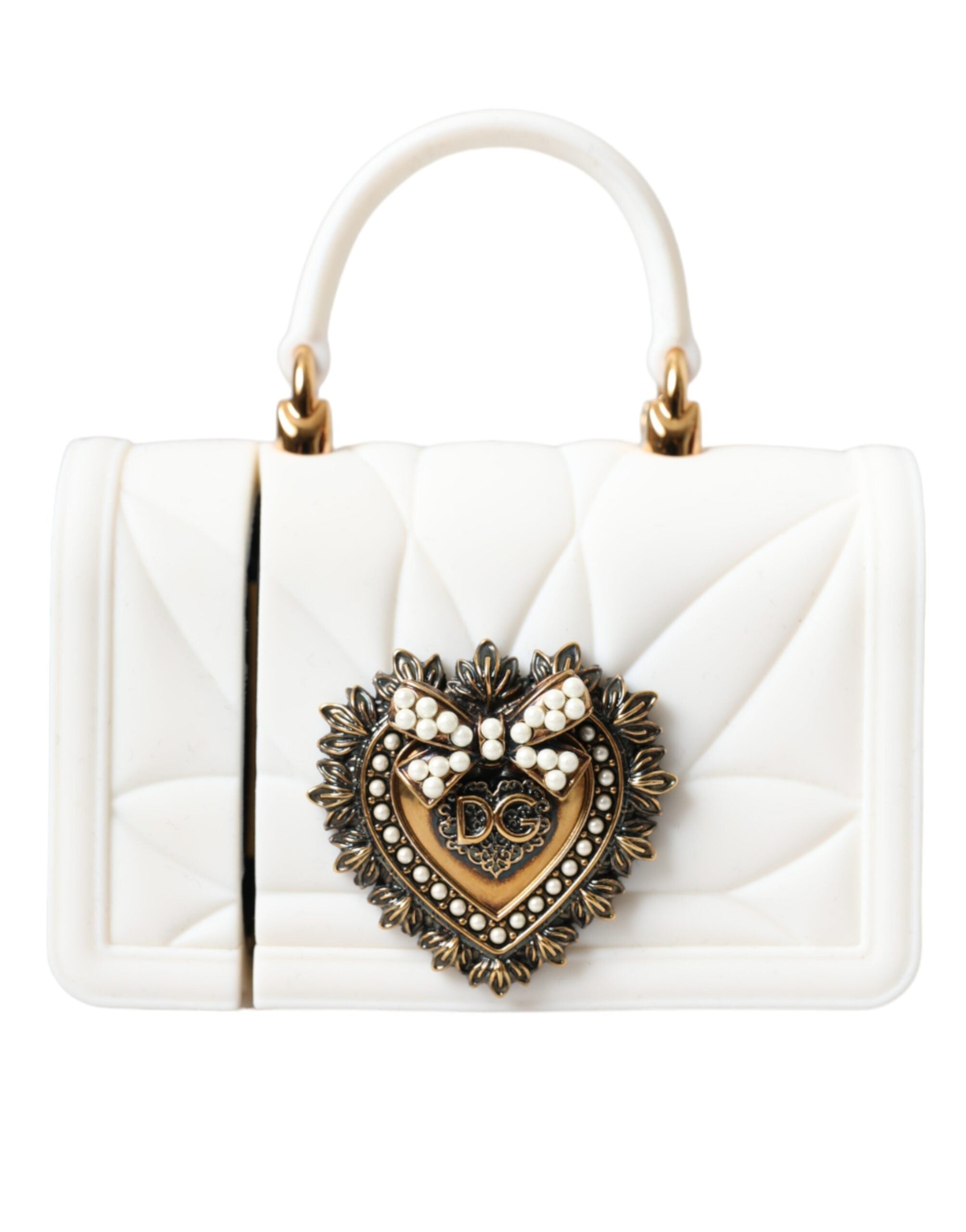 Dolce & Gabbana White Silicone Devotion Heart Cover Hand Bag Airpod Women's Case (Pre-Owned)