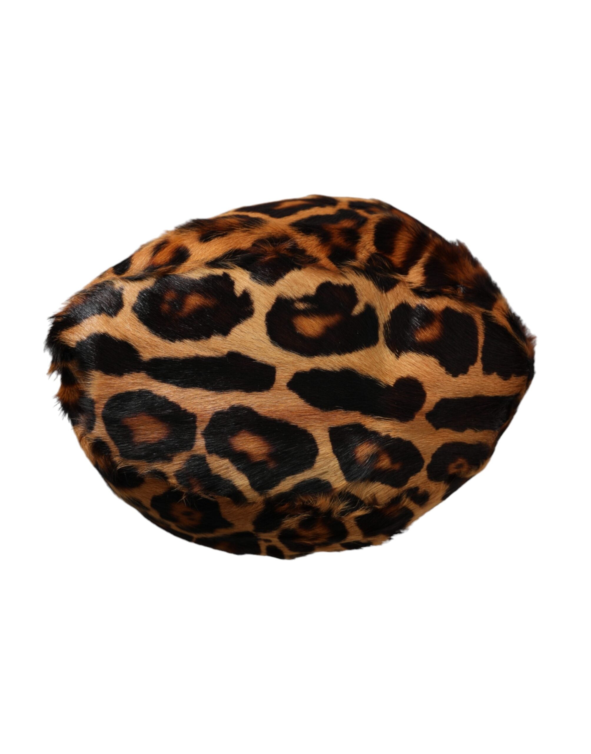 Dolce & Gabbana Brown Leopard Fur Women Bucket Capello Women's Hat