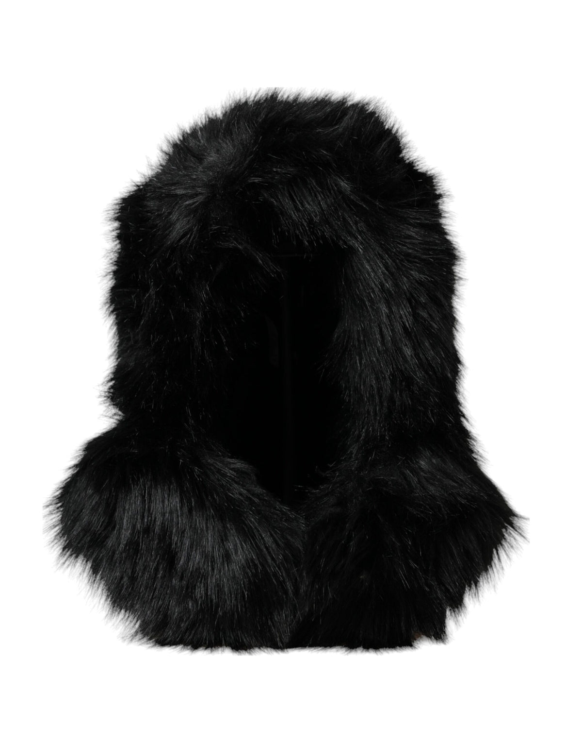 Dolce & Gabbana Black Faux Fur Whole Head Wrap Women's Hat