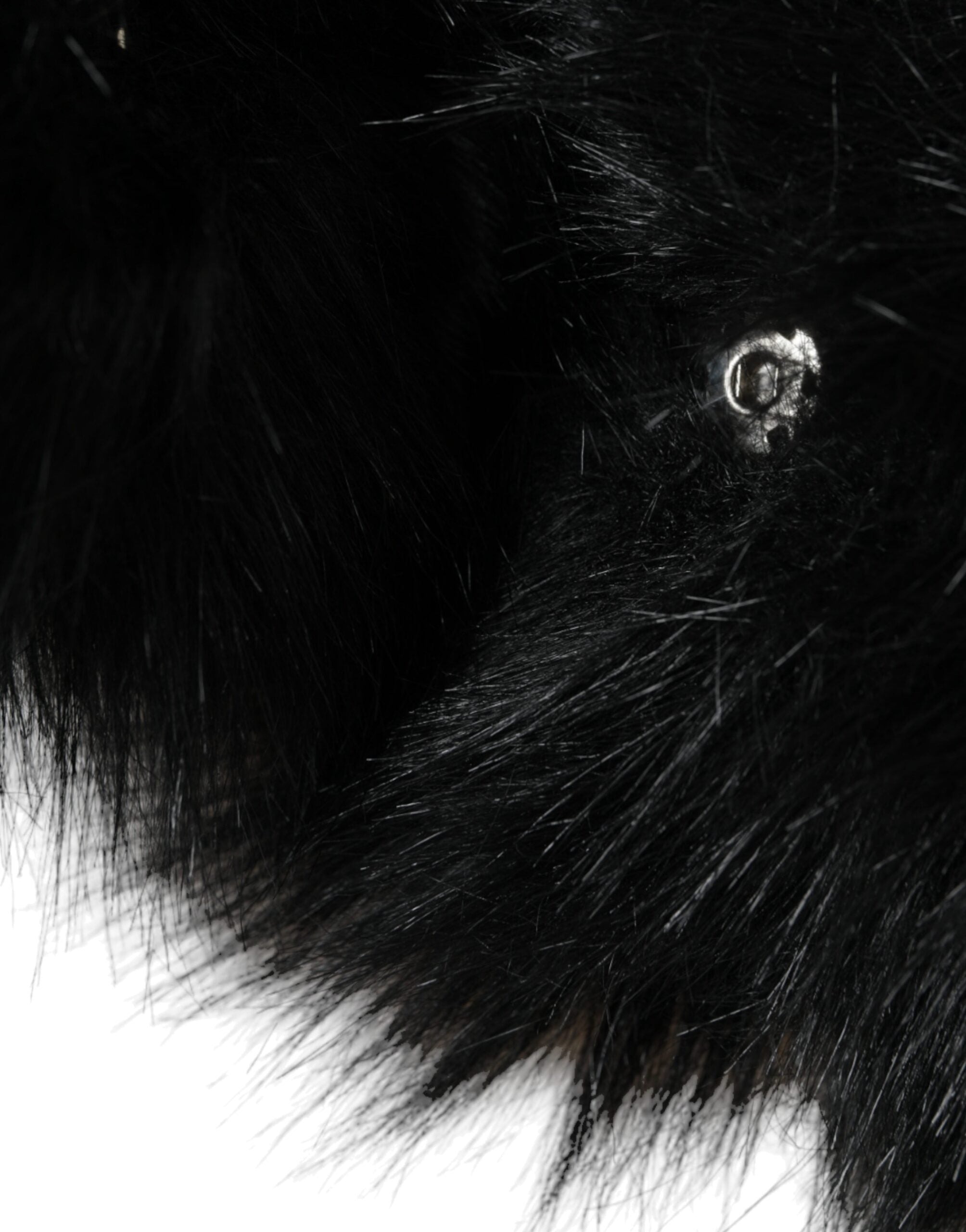 Dolce & Gabbana Black Faux Fur Whole Head Wrap Women's Hat