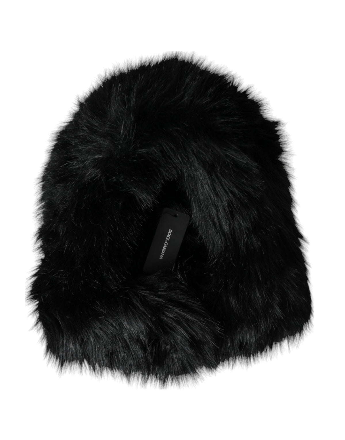 Dolce & Gabbana Black Faux Fur Whole Head Wrap Women's Hat