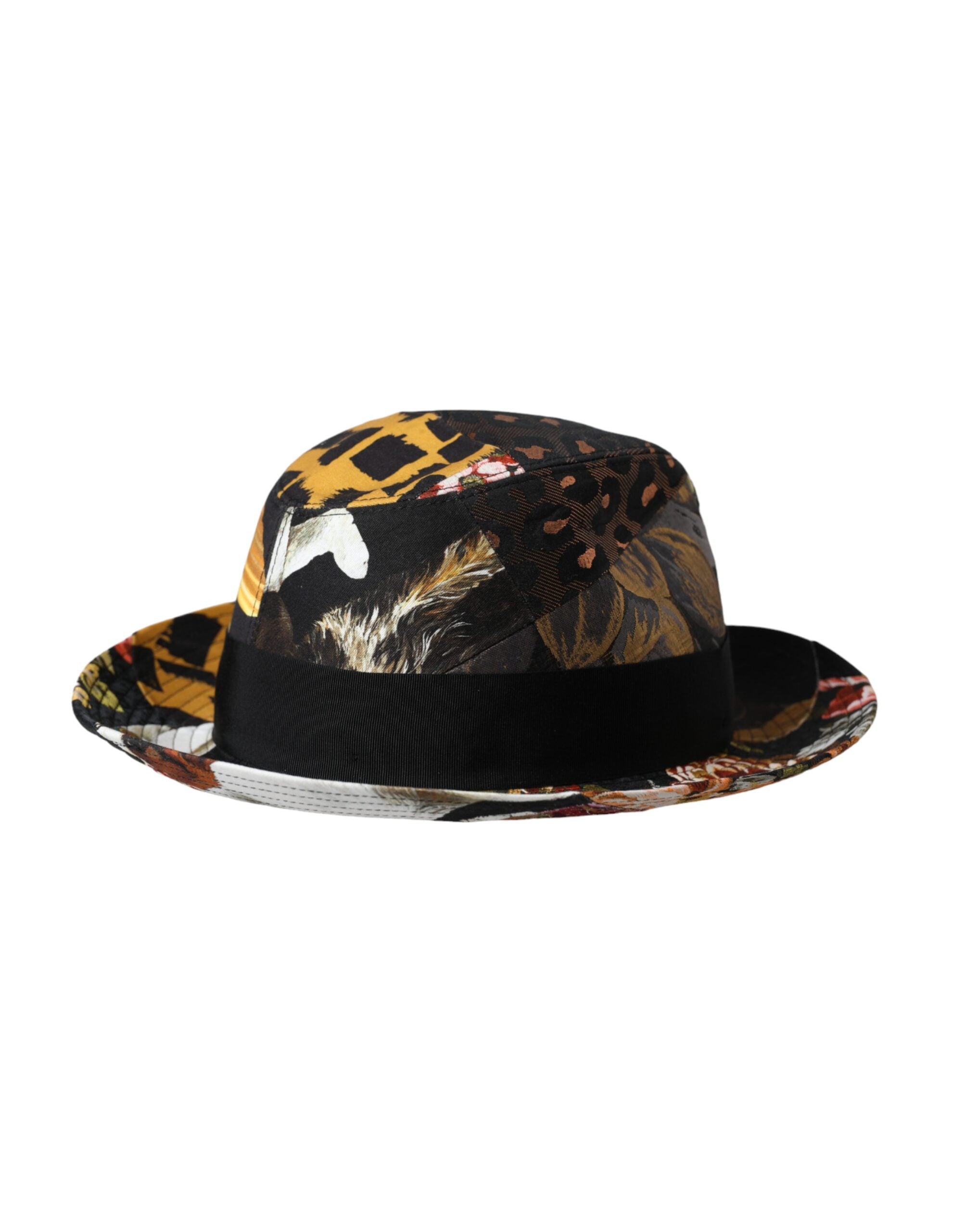 Dolce & Gabbana Multicolor Patchwork Women Fedora Wide Brim Women's Hat