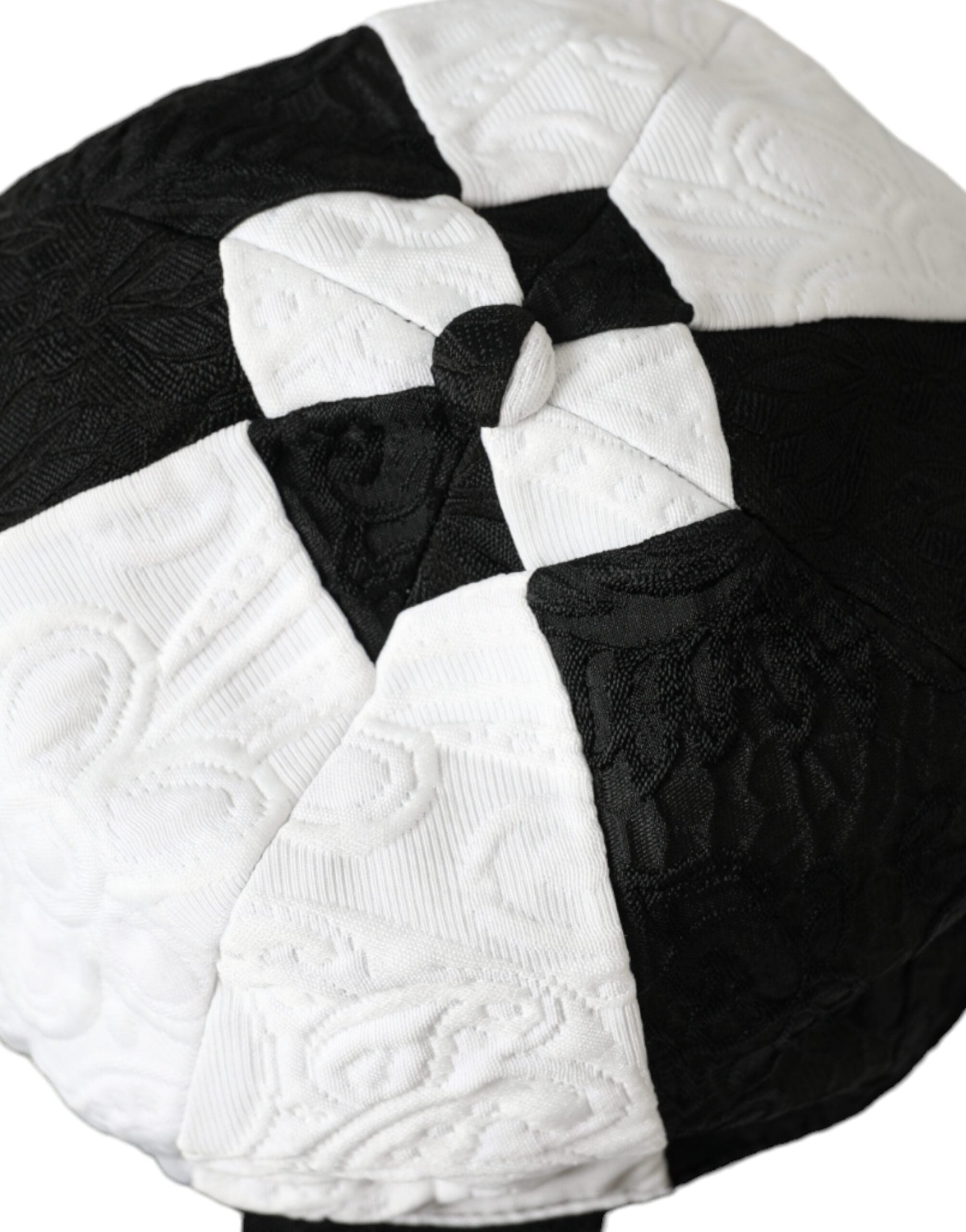 Dolce & Gabbana Black White Checkered Wide Brim Floppy Women's Hat