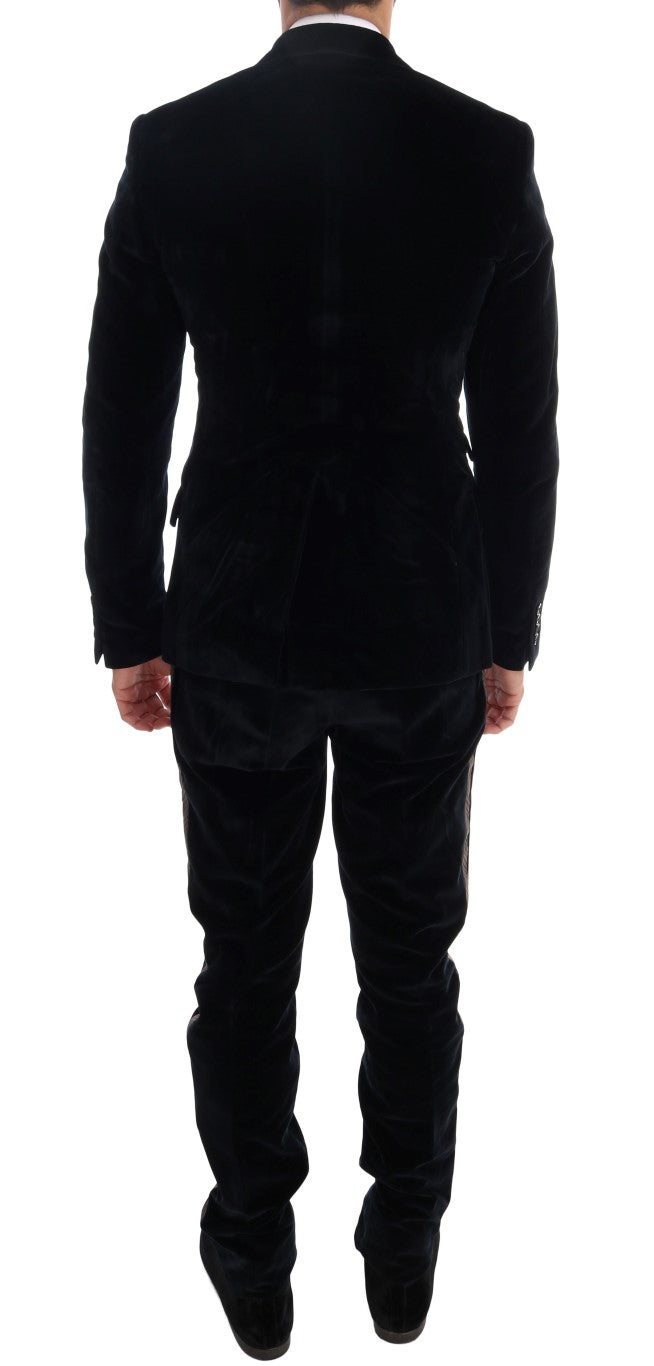 Dolce & Gabbana Blue Velvet Two Button Slim 3 Piece Men's Suit